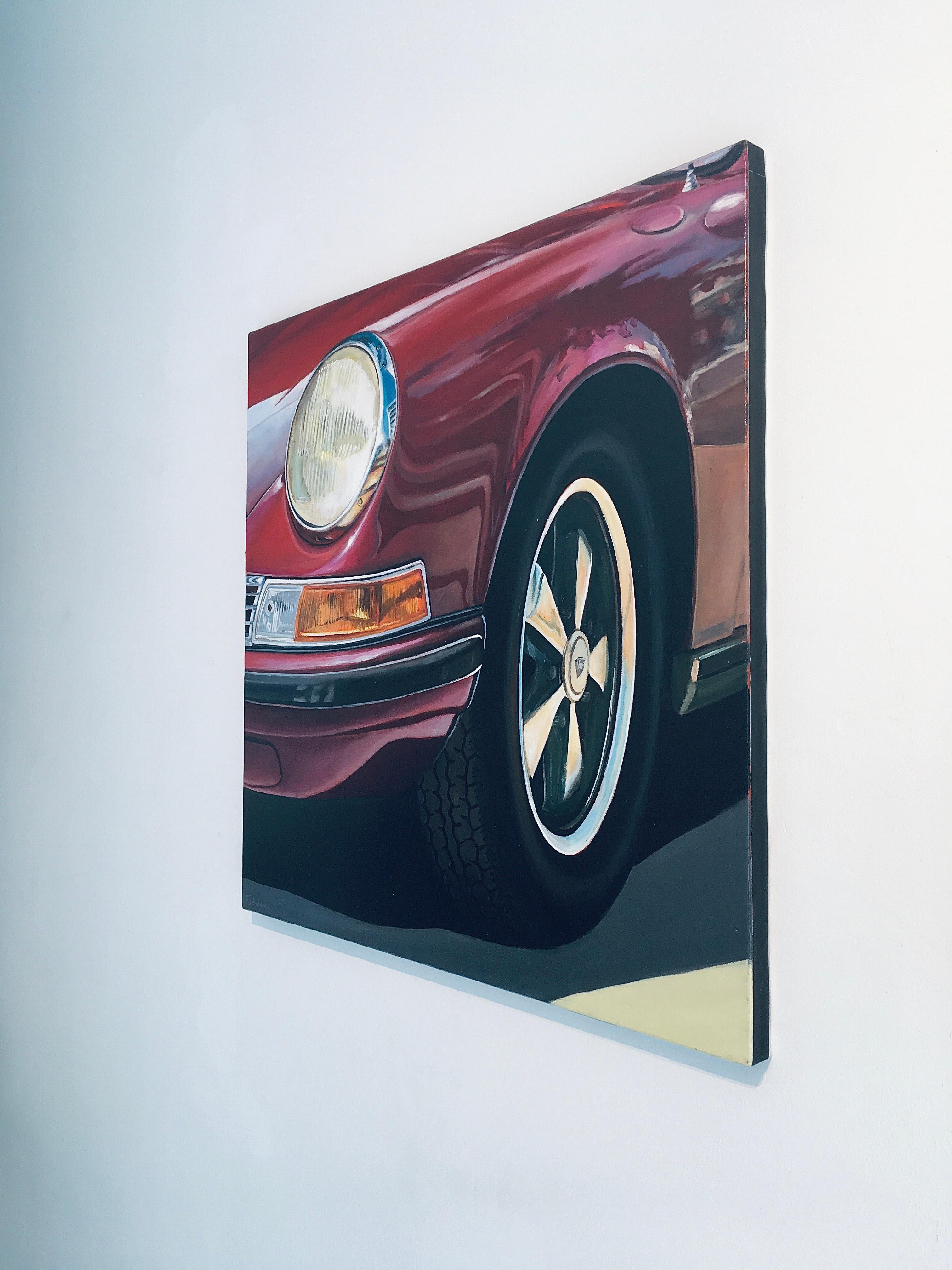 Fabriano California Sunlight vintage automobile car oil painting