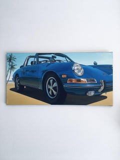 FLORIDA BEACH-Porsche 911 TARGA-original realism still life oil painting-Art