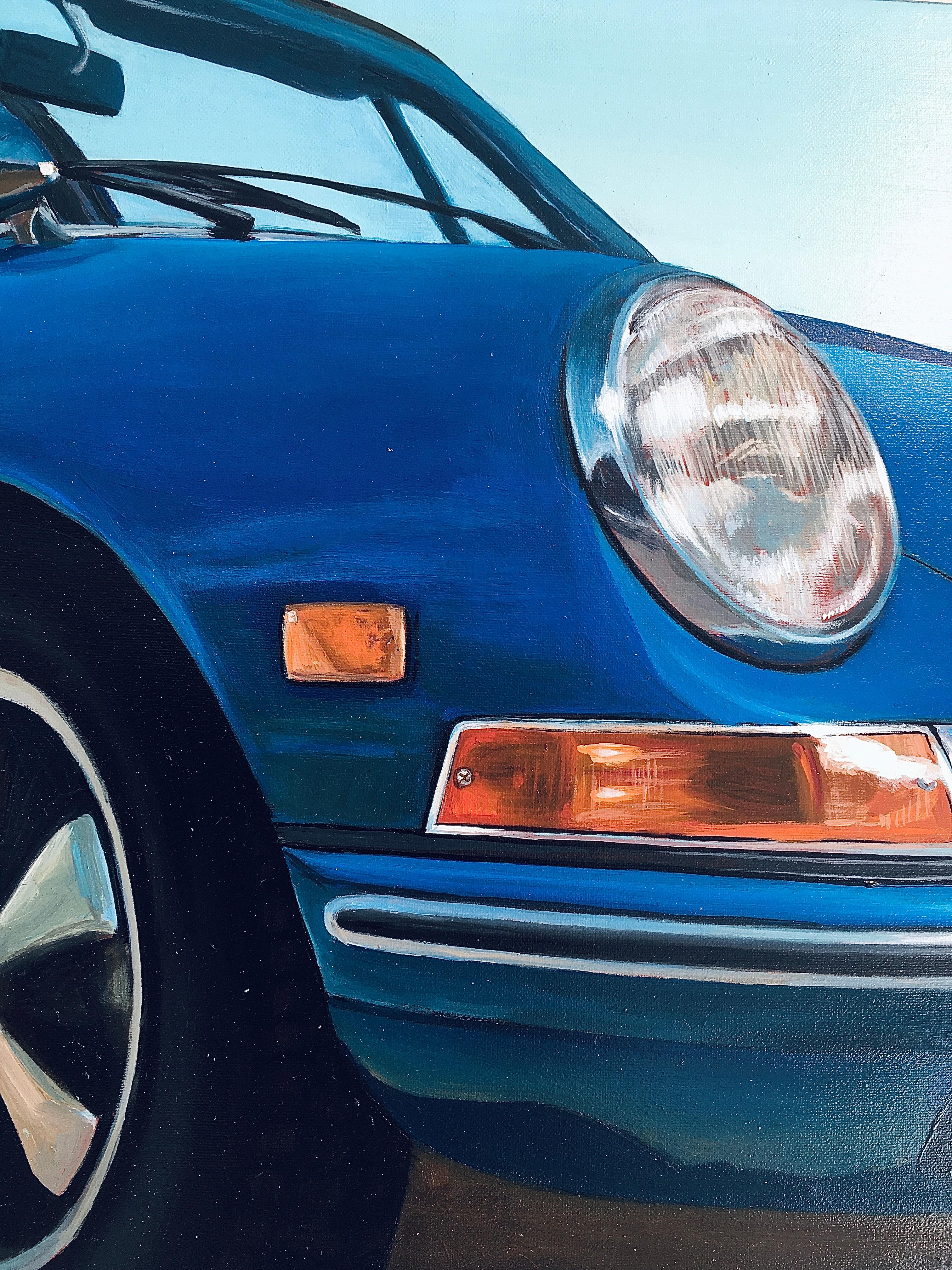 FLORIDA BEACH-Porsche 911 TARGA-original realism still life oil painting-Art For Sale 1