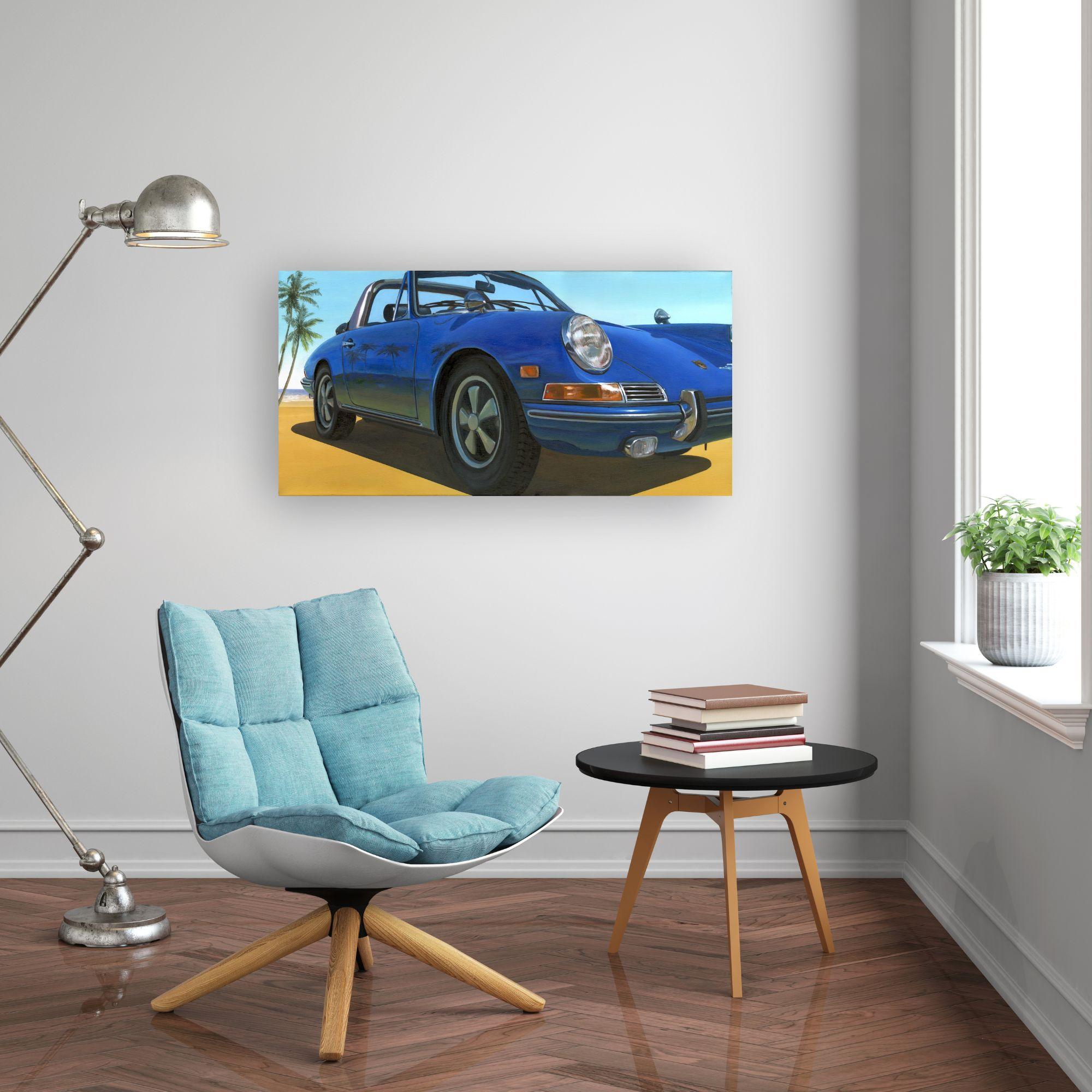 FLORIDA BEACH-Porsche 911 TARGA-original realism still life oil painting-Art For Sale 2
