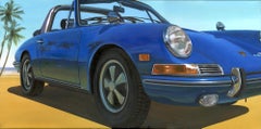 Used FLORIDA BEACH-Porsche 911 TARGA-original realism still life oil painting-Art