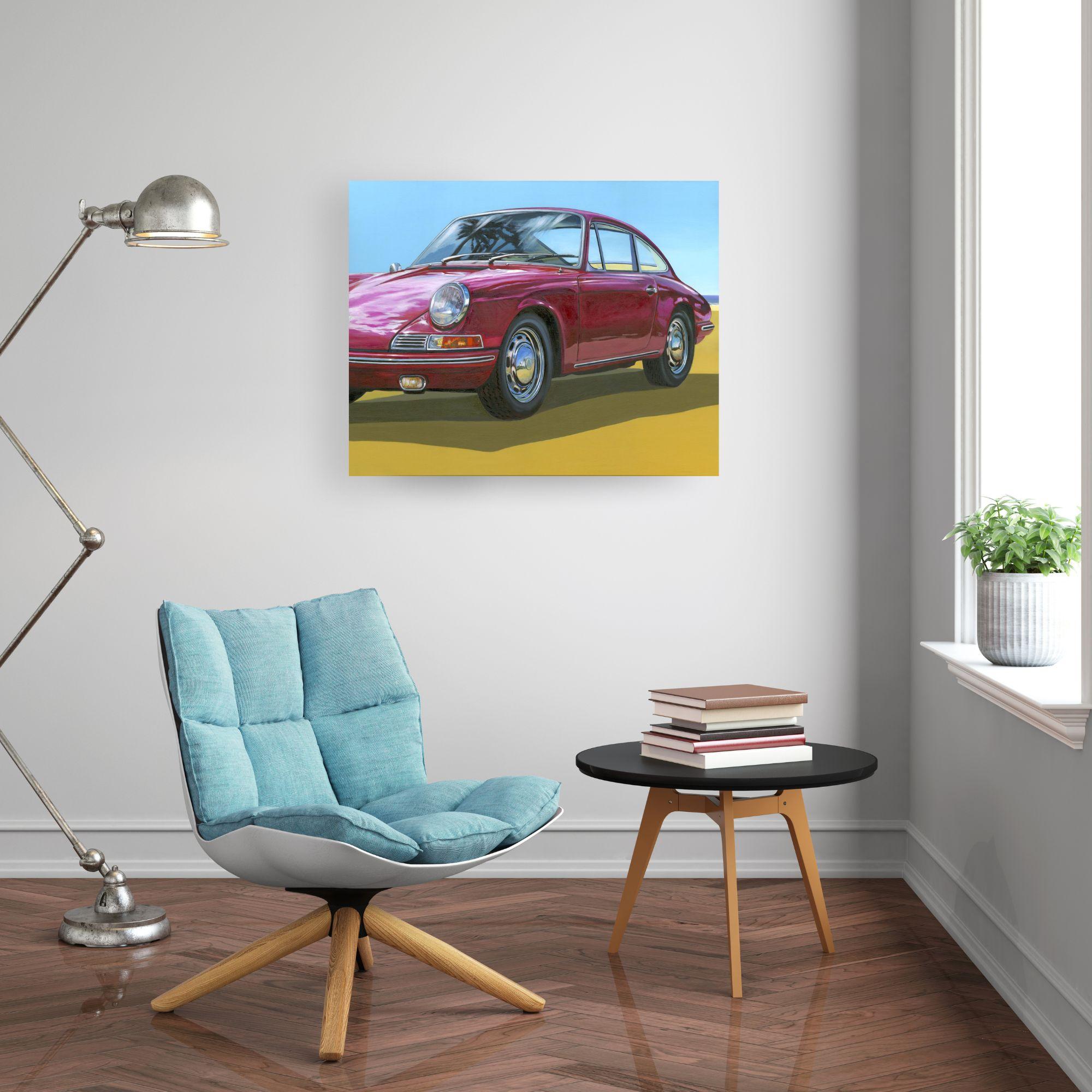 Miami Beach - Porsche 911-original realism still life painting-contemporary Art - Painting by Fabriano