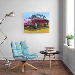 Miami Beach - Porsche 911-original realism still life painting-contemporary Art