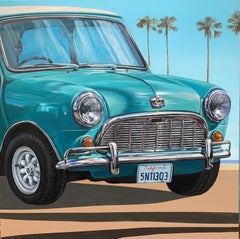 My Mini -  car landscape vibrant painting art oil artwork realism contemporary