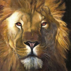 Power Lion - oil animal wildlife portraiture realism original painting