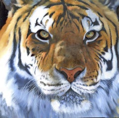 Siberian Tiger I-original photo realism wildlife oil painting-contemporary Art
