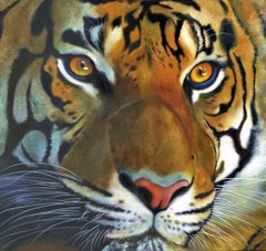 Tiger II-original modern photo realism wildlife oil painting-contemporary Art