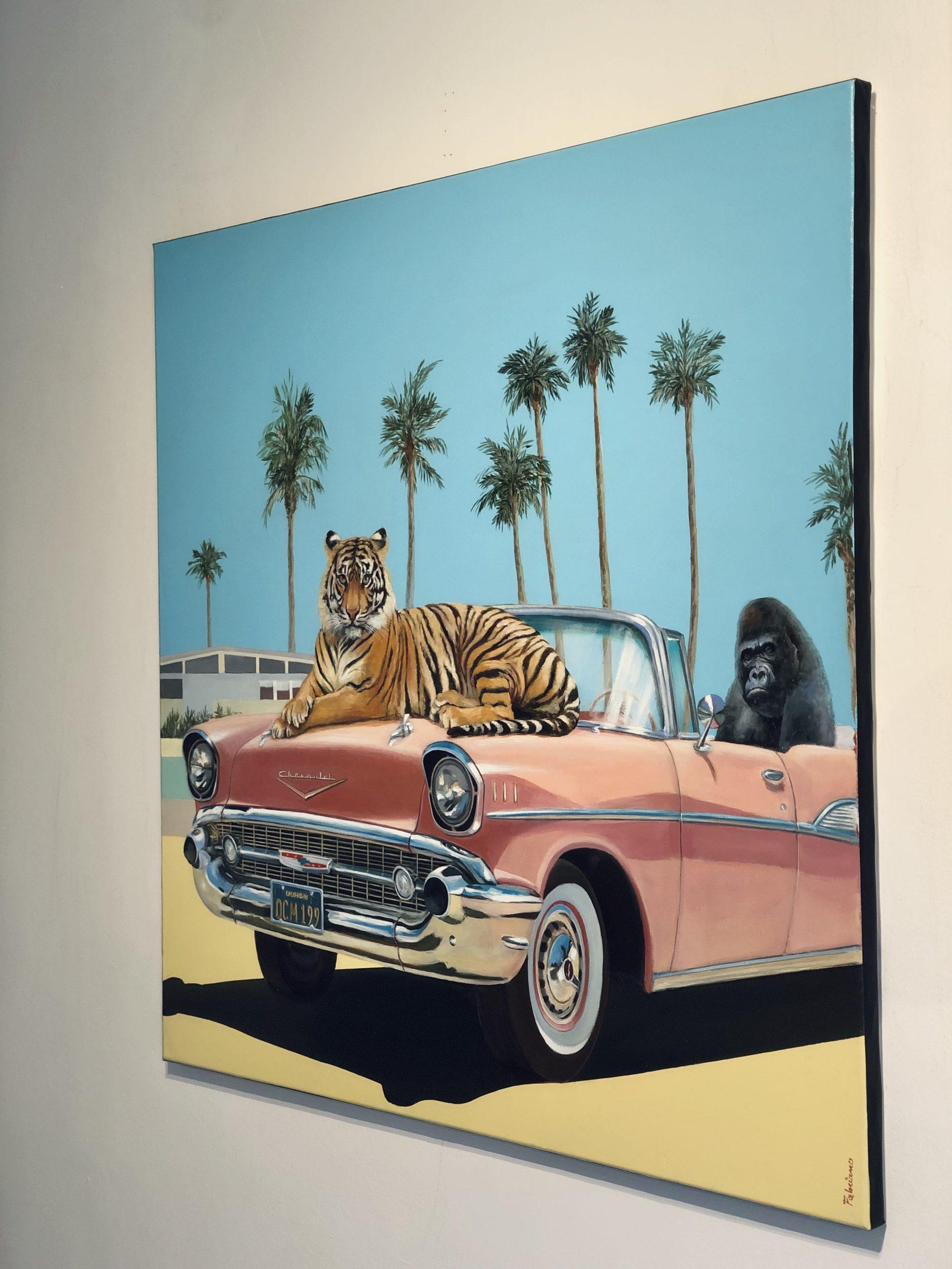 Willkommen in der Wüste-ORIGINAL Fotorealismus Wildtiere Tiger Ölgemälde-Kunst (Abstrakter Impressionismus), Painting, von Fabriano