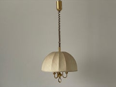 Fabric and Brass 3 socket Adjustable Shade Pendant Lamp by WKR, 1970s, Germany