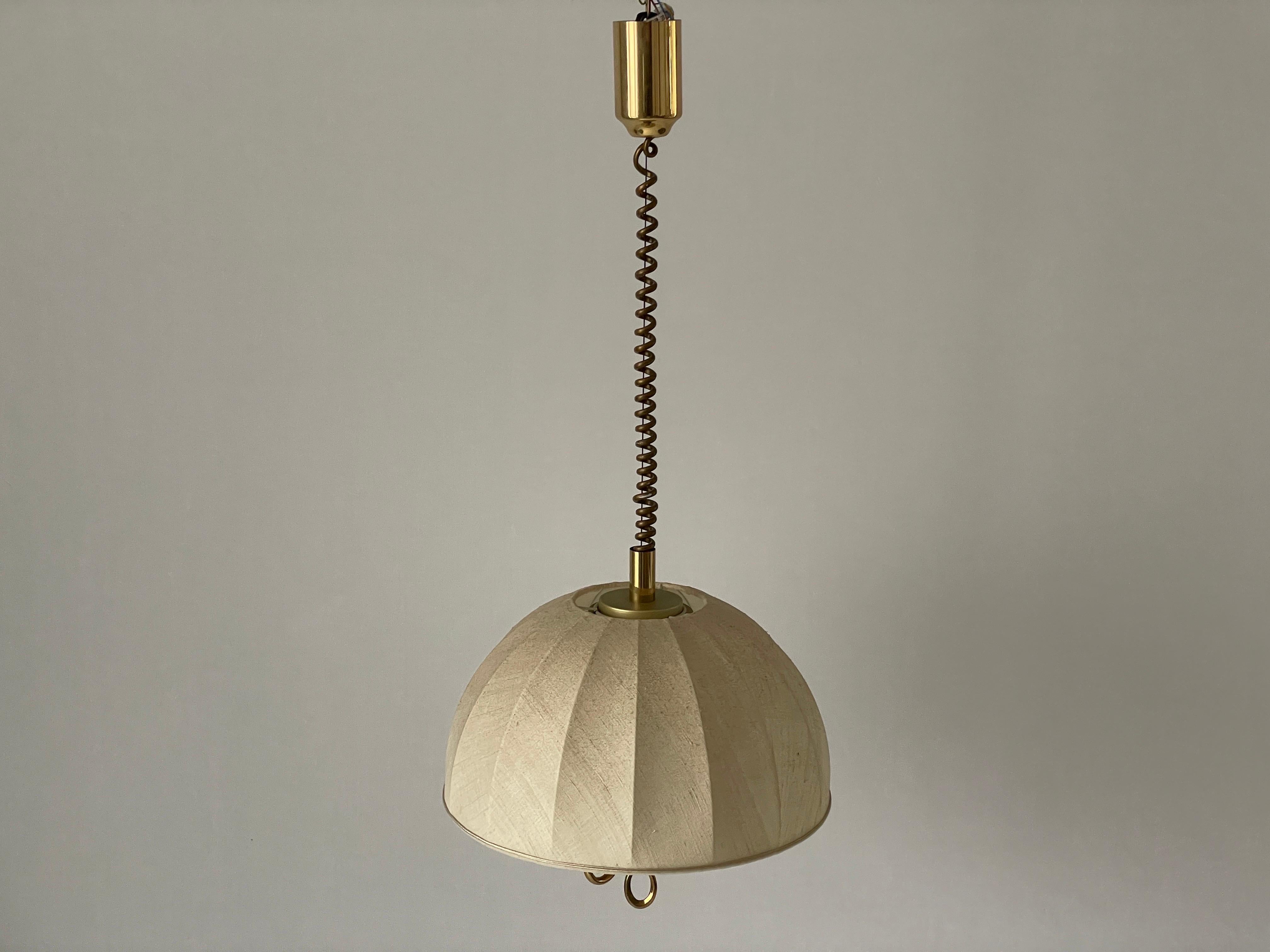 Late 20th Century Fabric and Brass 3 socket Adjustable Shade Pendant Lamp by WKR, 1970s, Germany For Sale