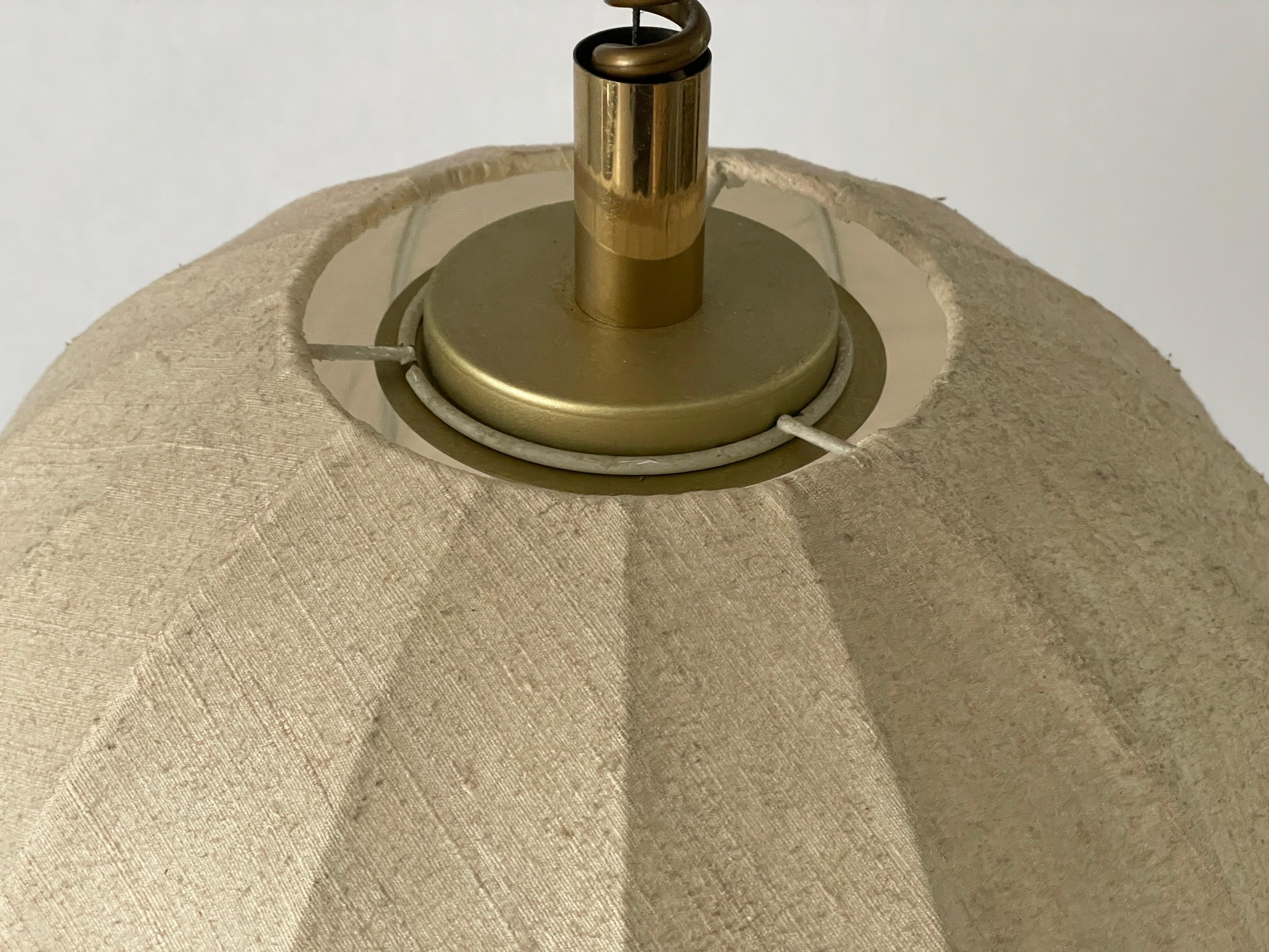Fabric and Brass 3 socket Adjustable Shade Pendant Lamp by WKR, 1970s, Germany For Sale 2