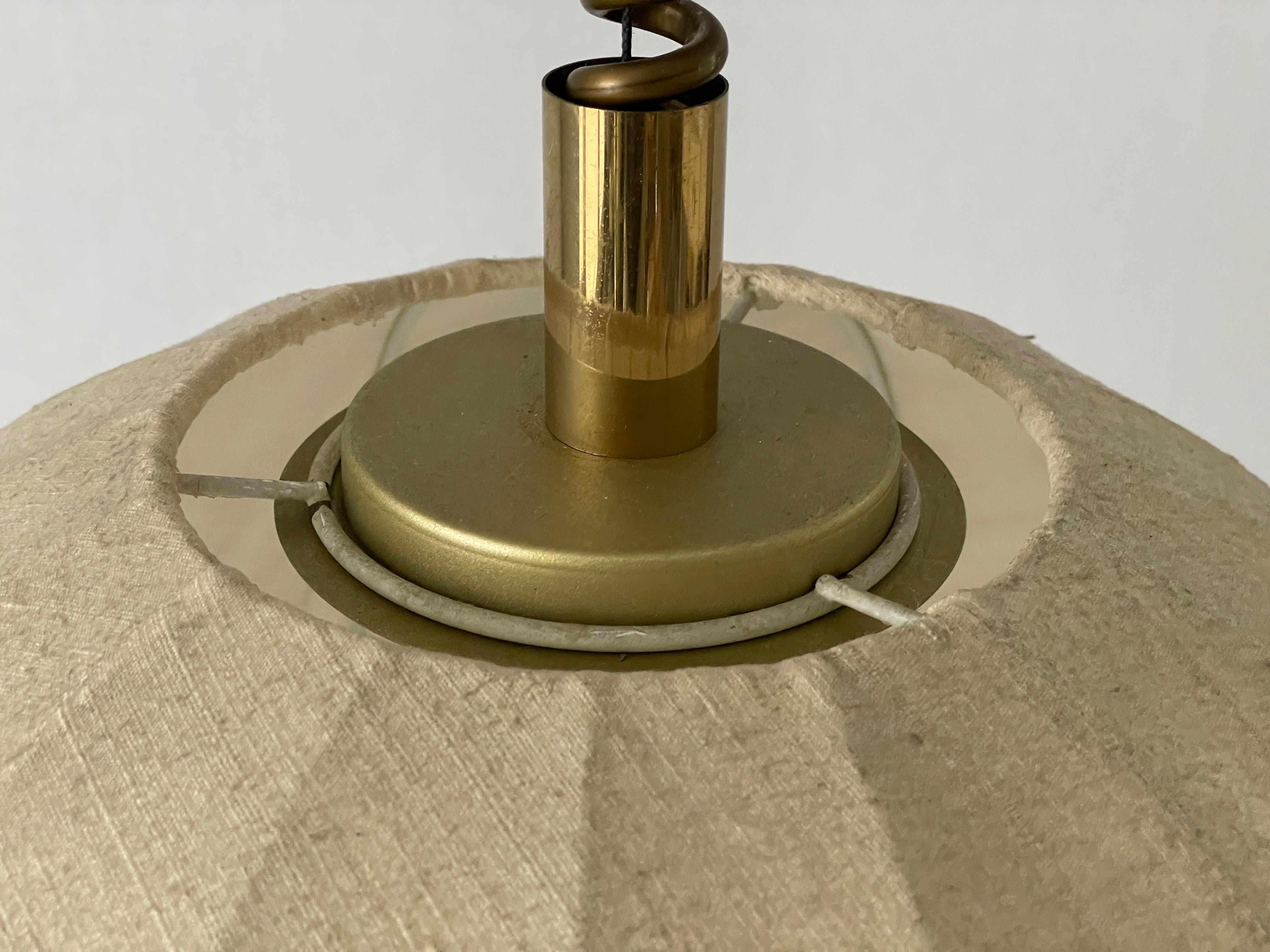 Fabric and Brass 3 socket Adjustable Shade Pendant Lamp by WKR, 1970s, Germany For Sale 3