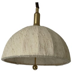 Fabric and Brass 3 socket Adjustable Shade Pendant Lamp by WKR, 1970s, Germany