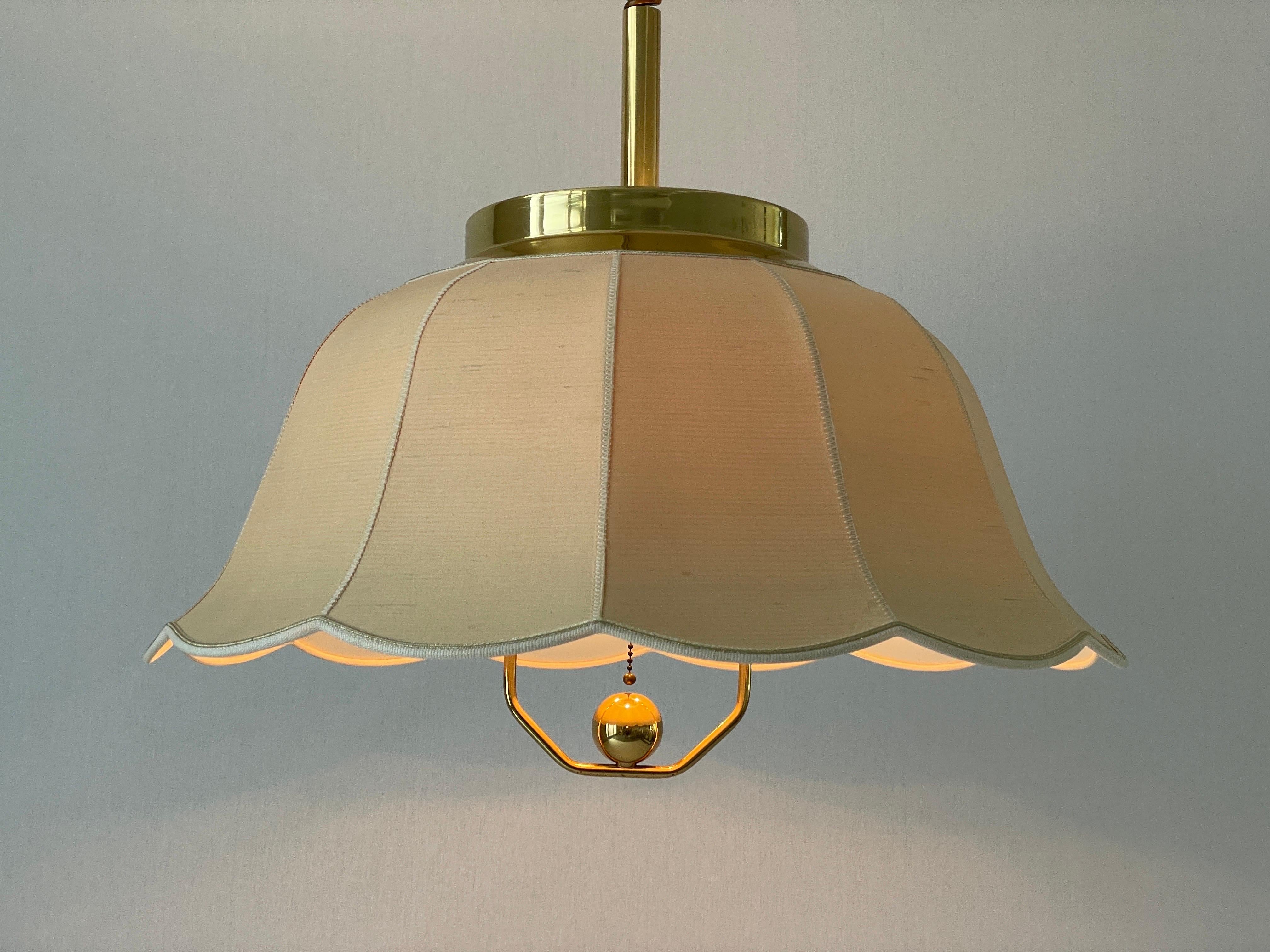 Fabric and Brass 5 socket Adjustable Shade Pendant Lamp by WKR, 1970s, Germany For Sale 5