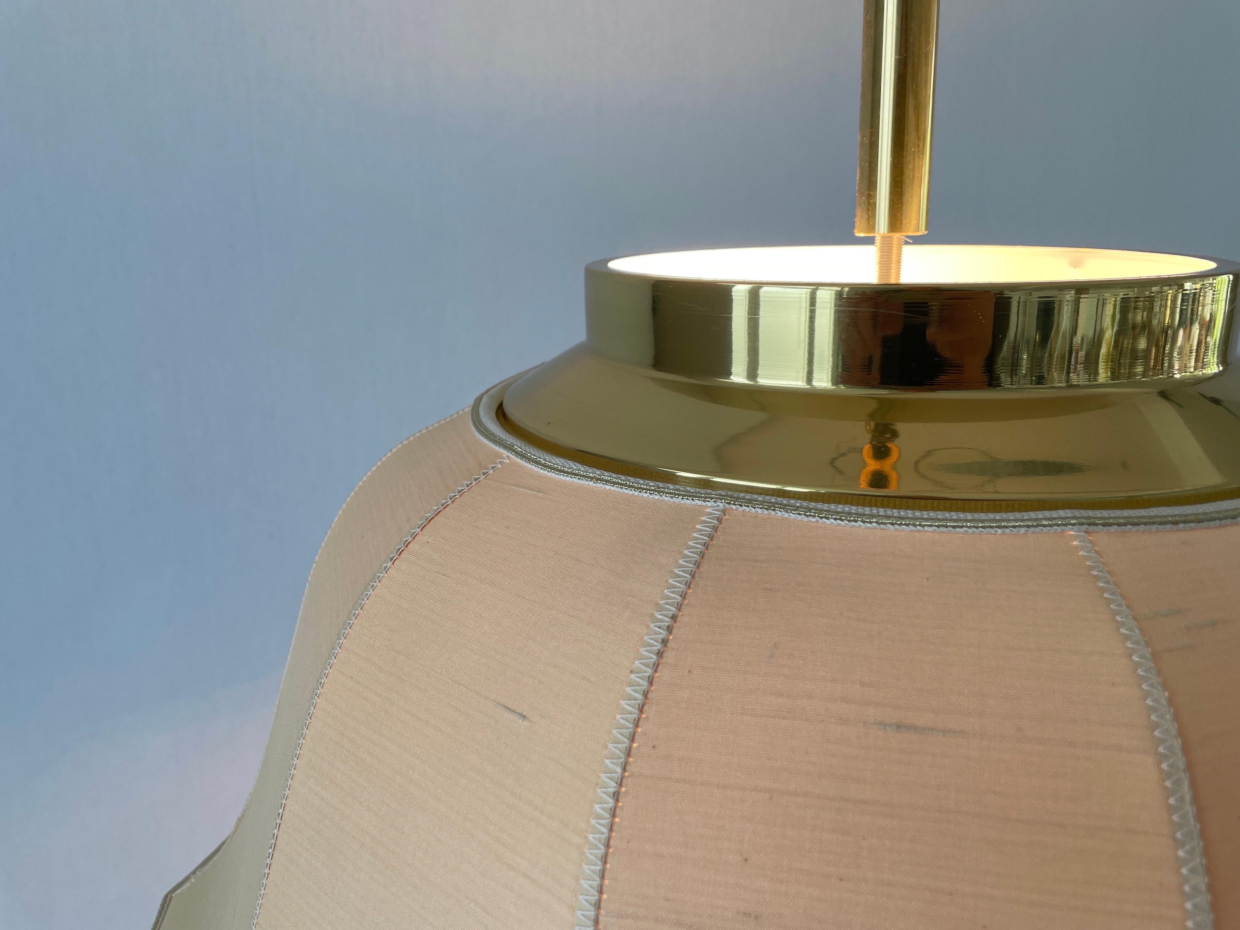 Fabric and Brass 5 socket Adjustable Shade Pendant Lamp by WKR, 1970s, Germany For Sale 12