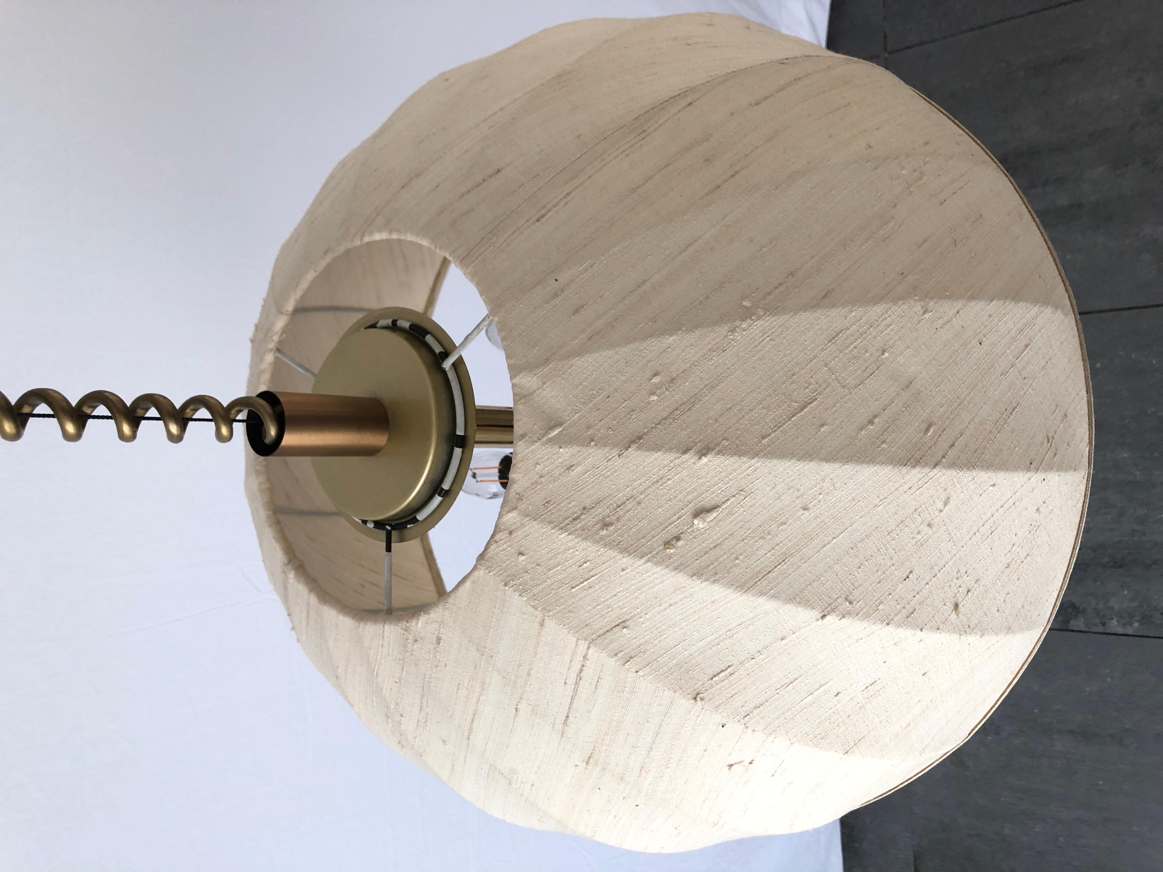Fabric and Brass 5 socket Adjustable Shade Pendant Lamp by WKR, 1970s, Germany In Excellent Condition In Hagenbach, DE