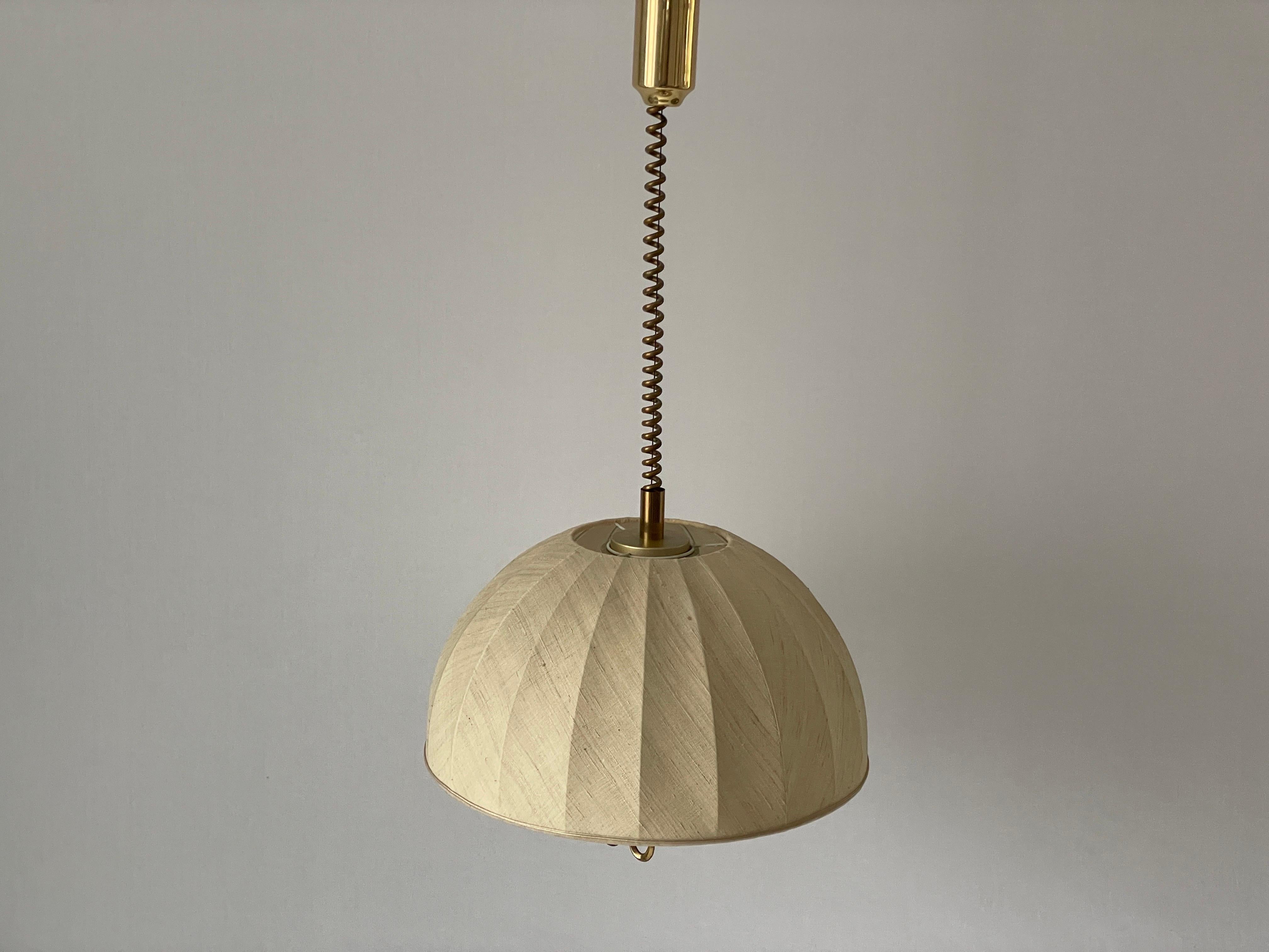 Late 20th Century Fabric and Brass 5 socket Adjustable Shade Pendant Lamp by WKR, 1970s, Germany For Sale