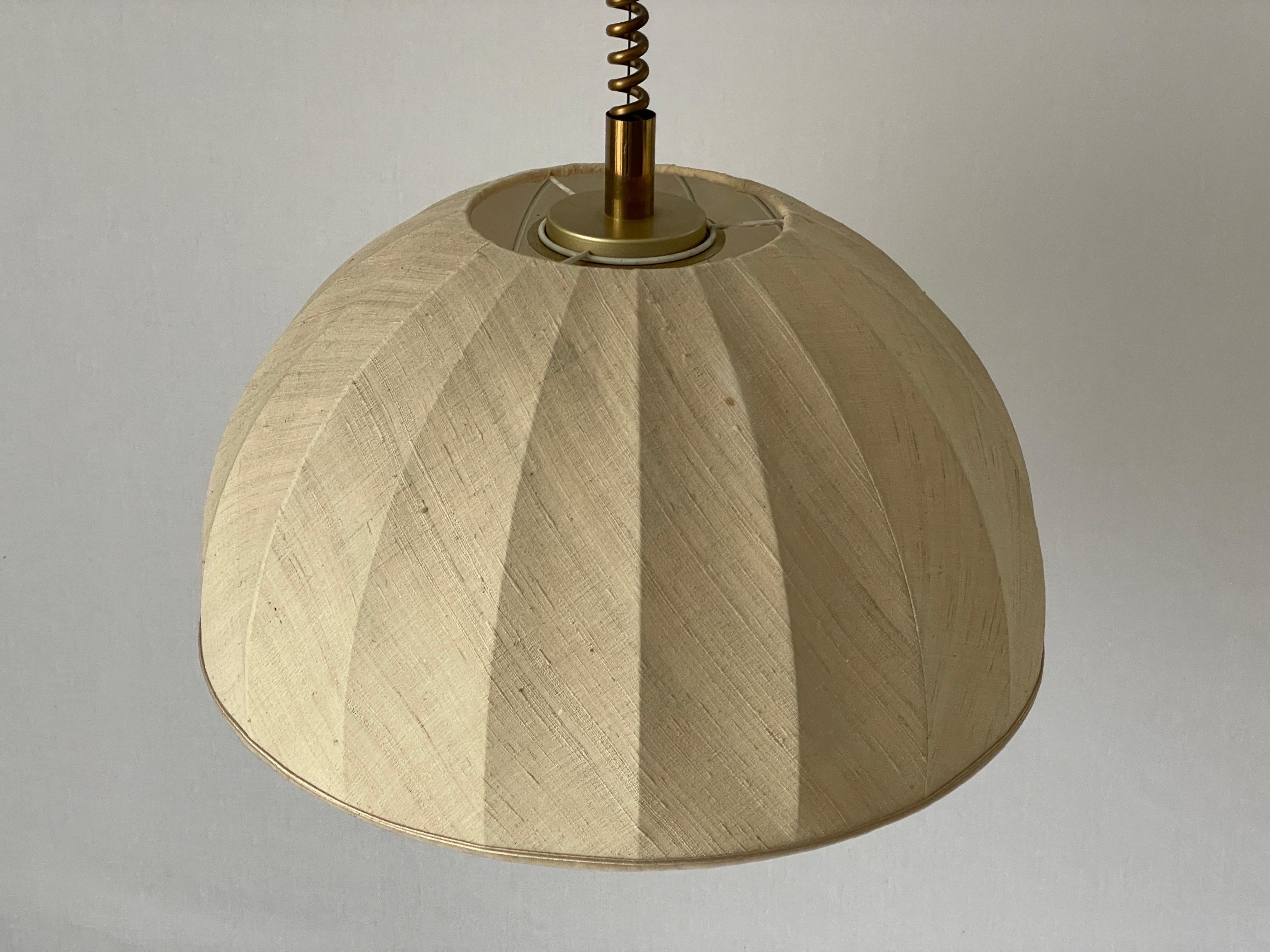 Fabric and Brass 5 socket Adjustable Shade Pendant Lamp by WKR, 1970s, Germany For Sale 1