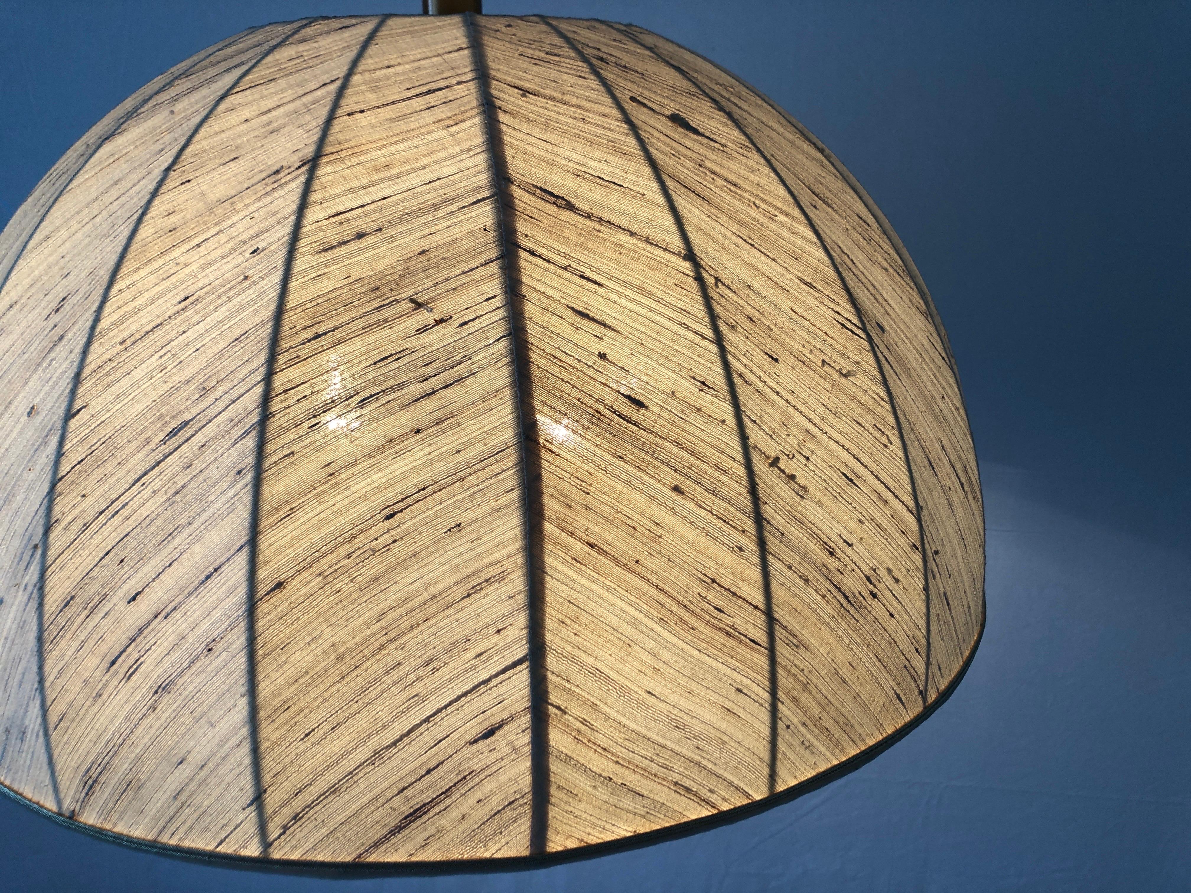 Fabric and Brass 5 socket Adjustable Shade Pendant Lamp by WKR, 1970s, Germany 4