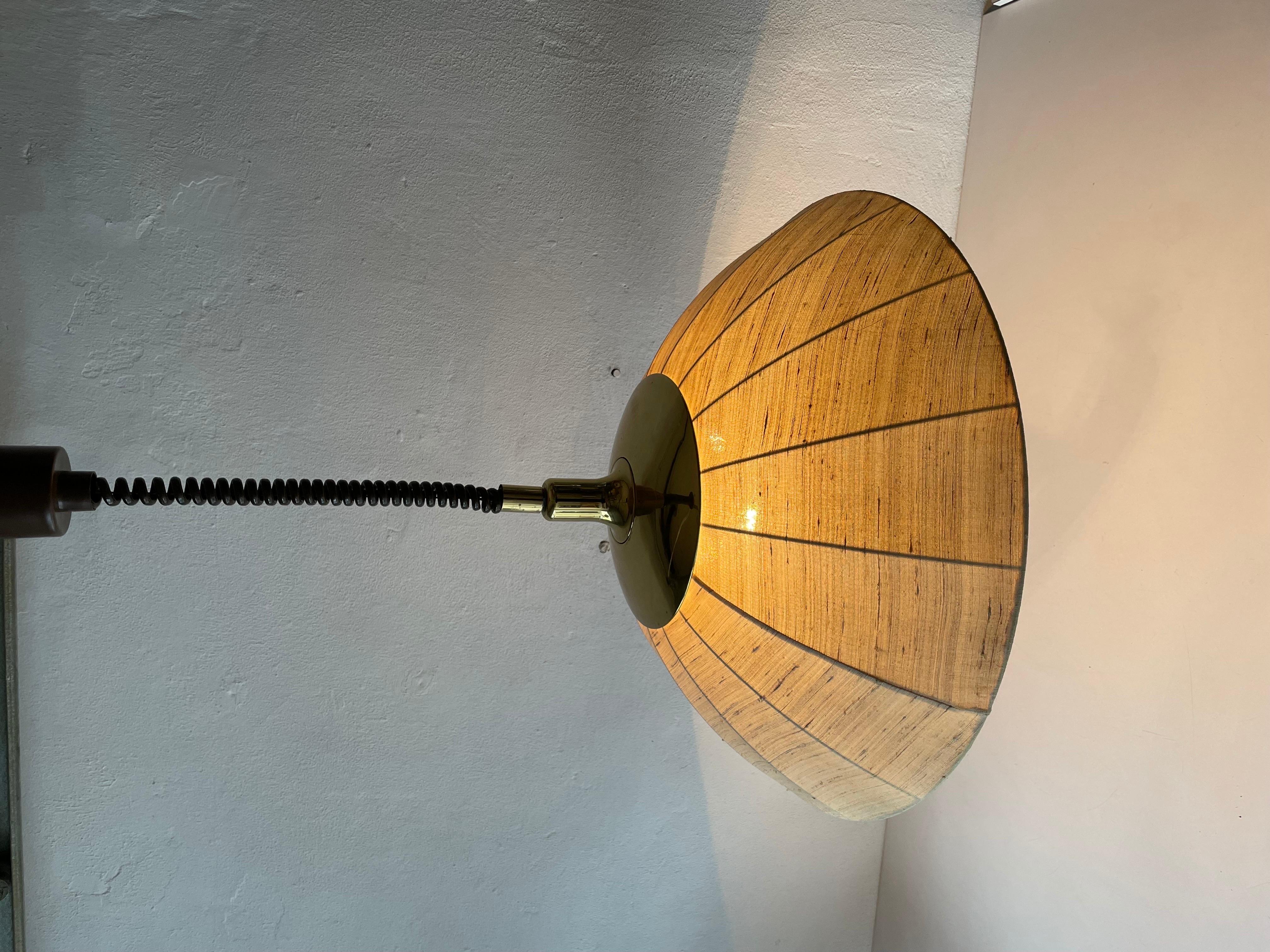 Fabric and Brass Adjustable Large Pendant Lamp by WKR, 1970s, Germany 7