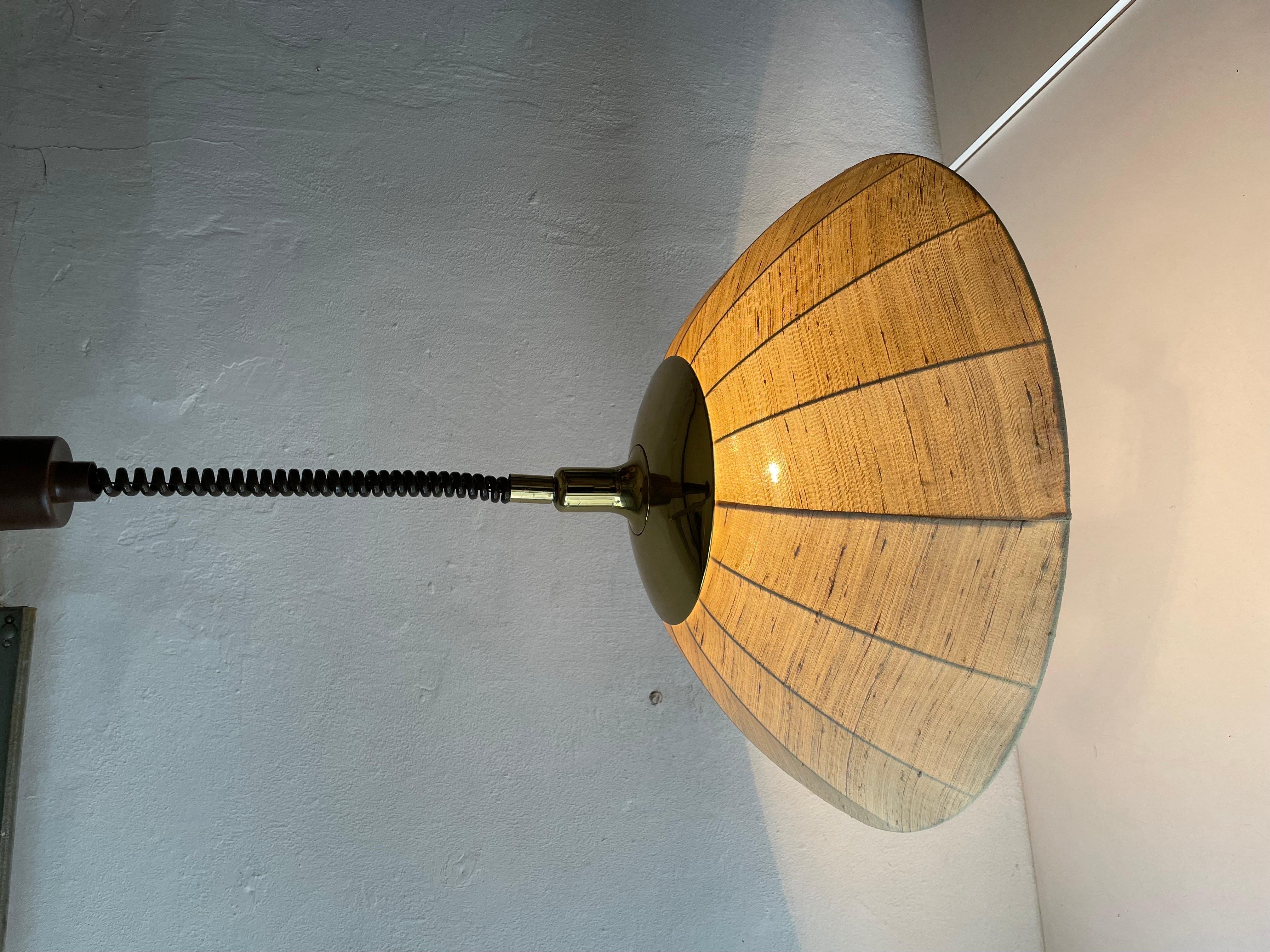 Fabric and Brass Adjustable Large Pendant Lamp by WKR, 1970s, Germany 8