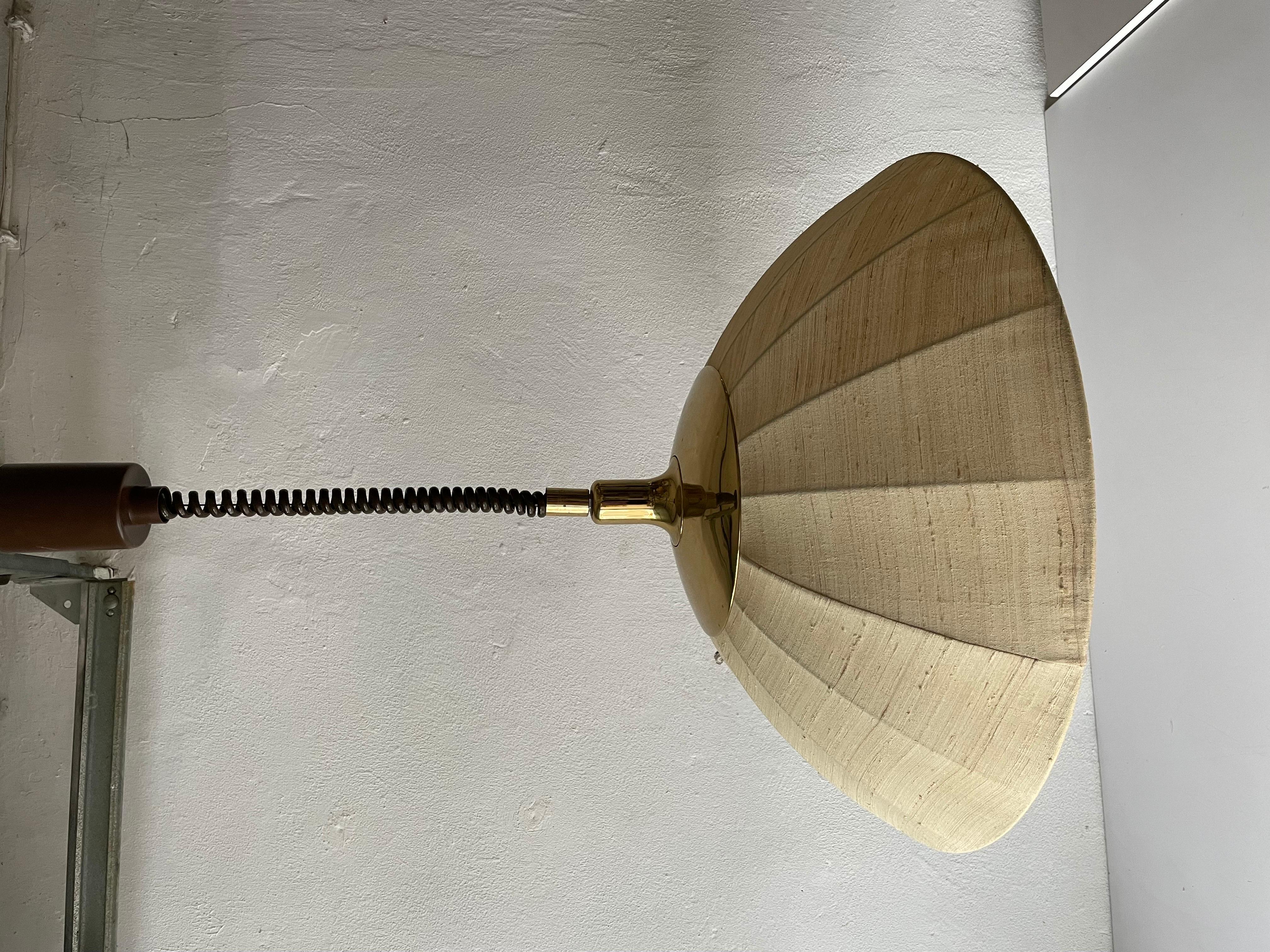 Late 20th Century Fabric and Brass Adjustable Large Pendant Lamp by WKR, 1970s, Germany