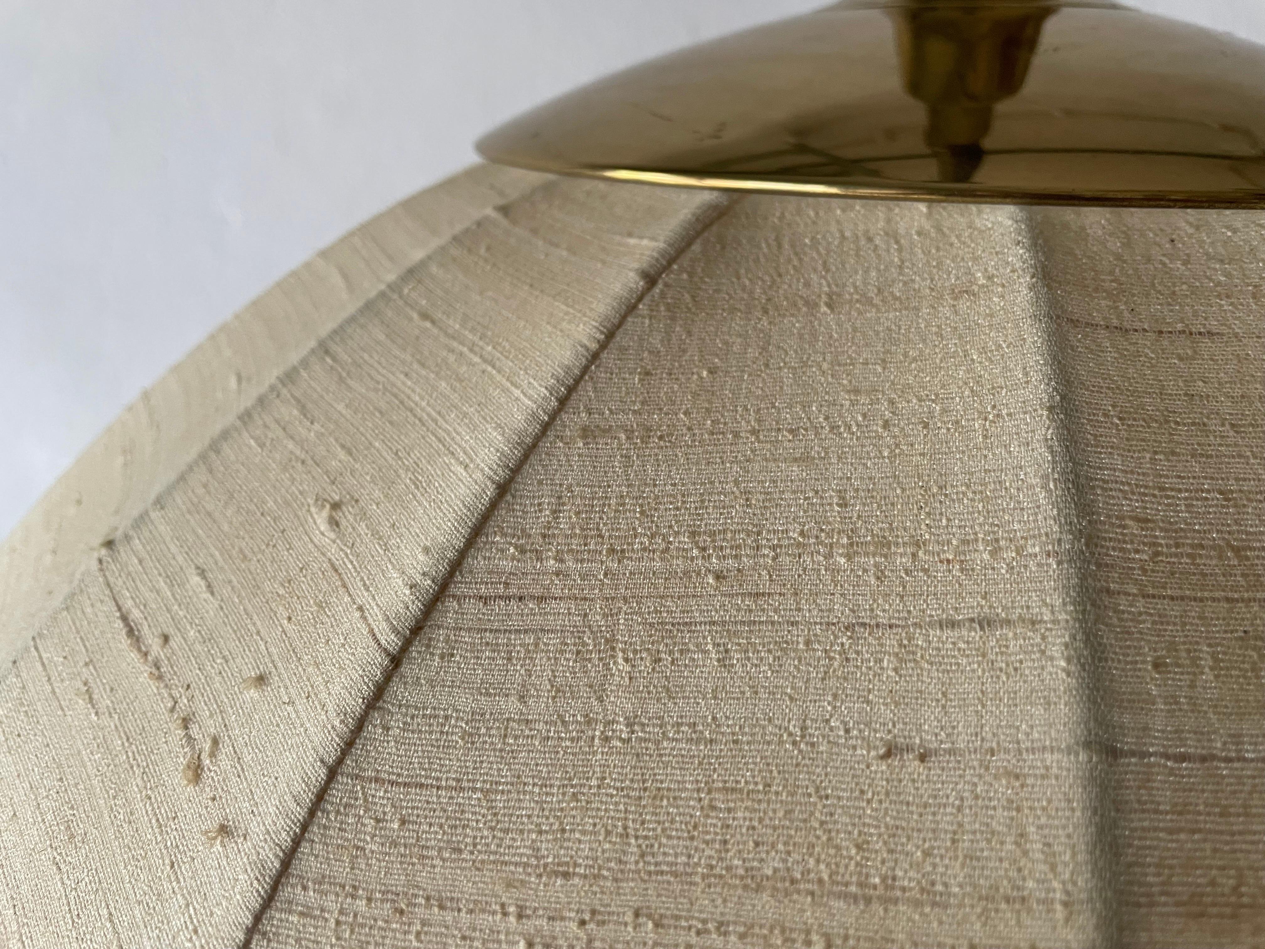 Fabric and Brass Adjustable Large Pendant Lamp by WKR, 1970s, Germany 2