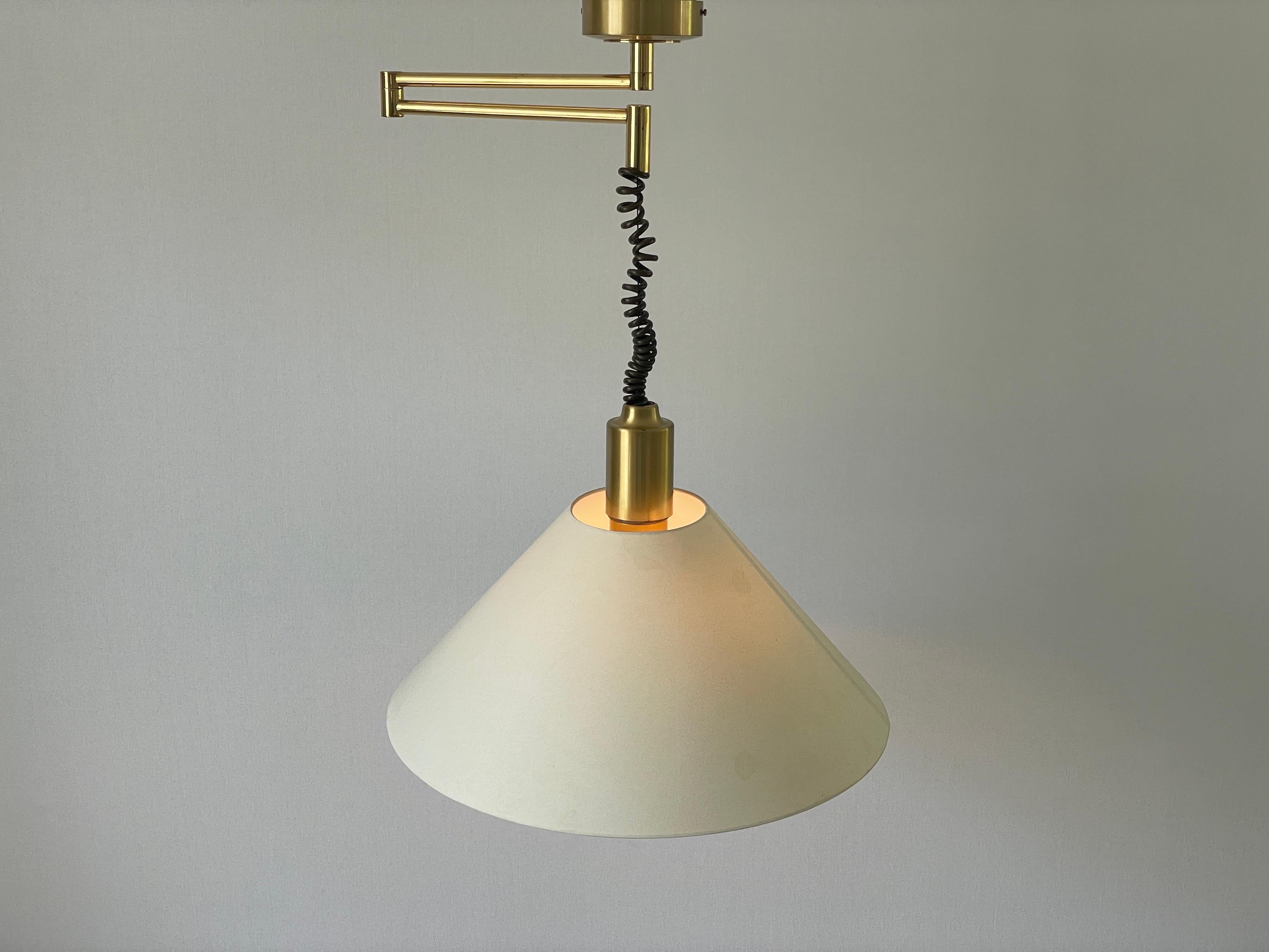 Lampada a sospensione in tessuto e ottone di WKR, anni '70, Germania in vendita 5