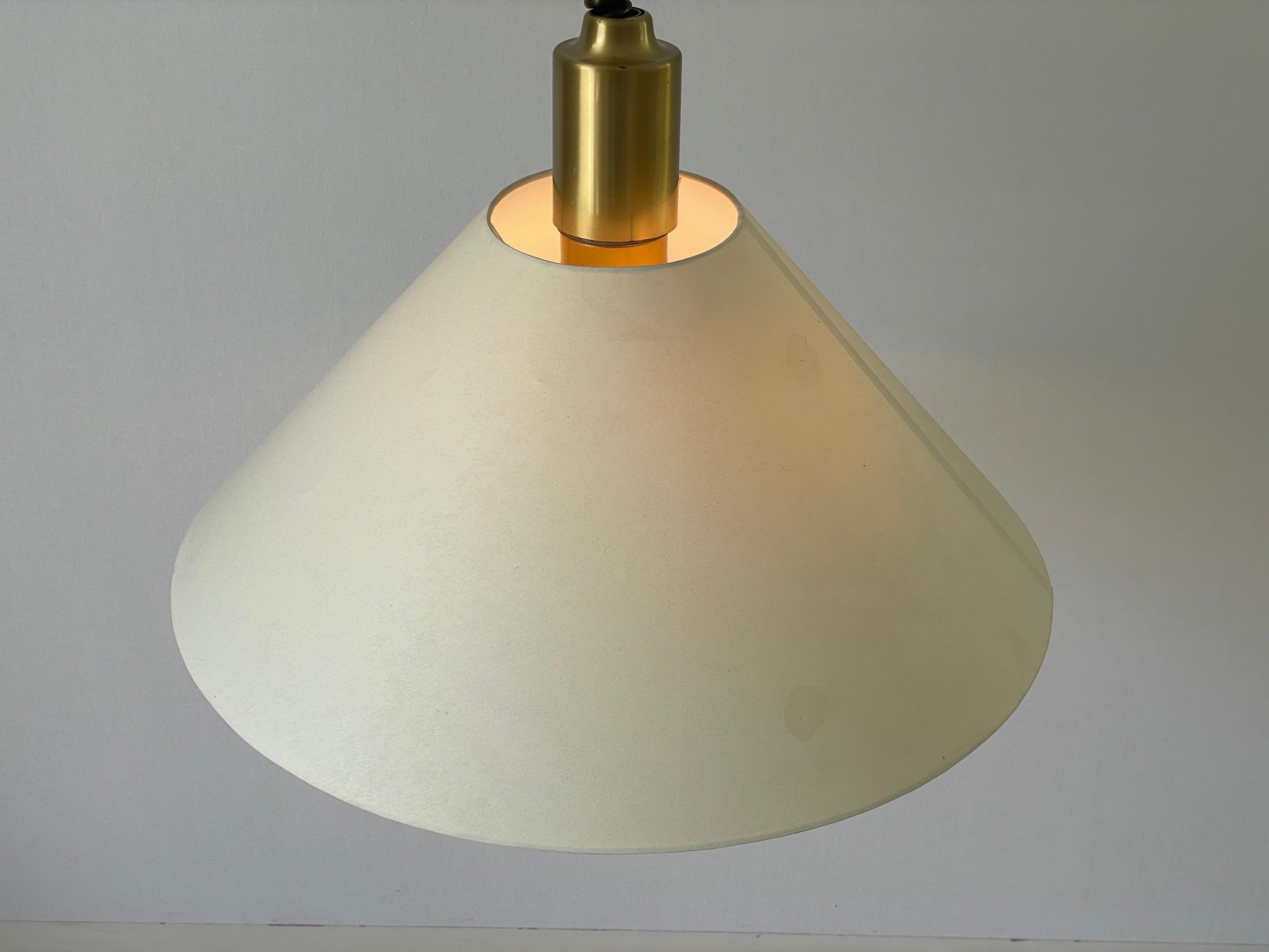 Lampada a sospensione in tessuto e ottone di WKR, anni '70, Germania in vendita 6