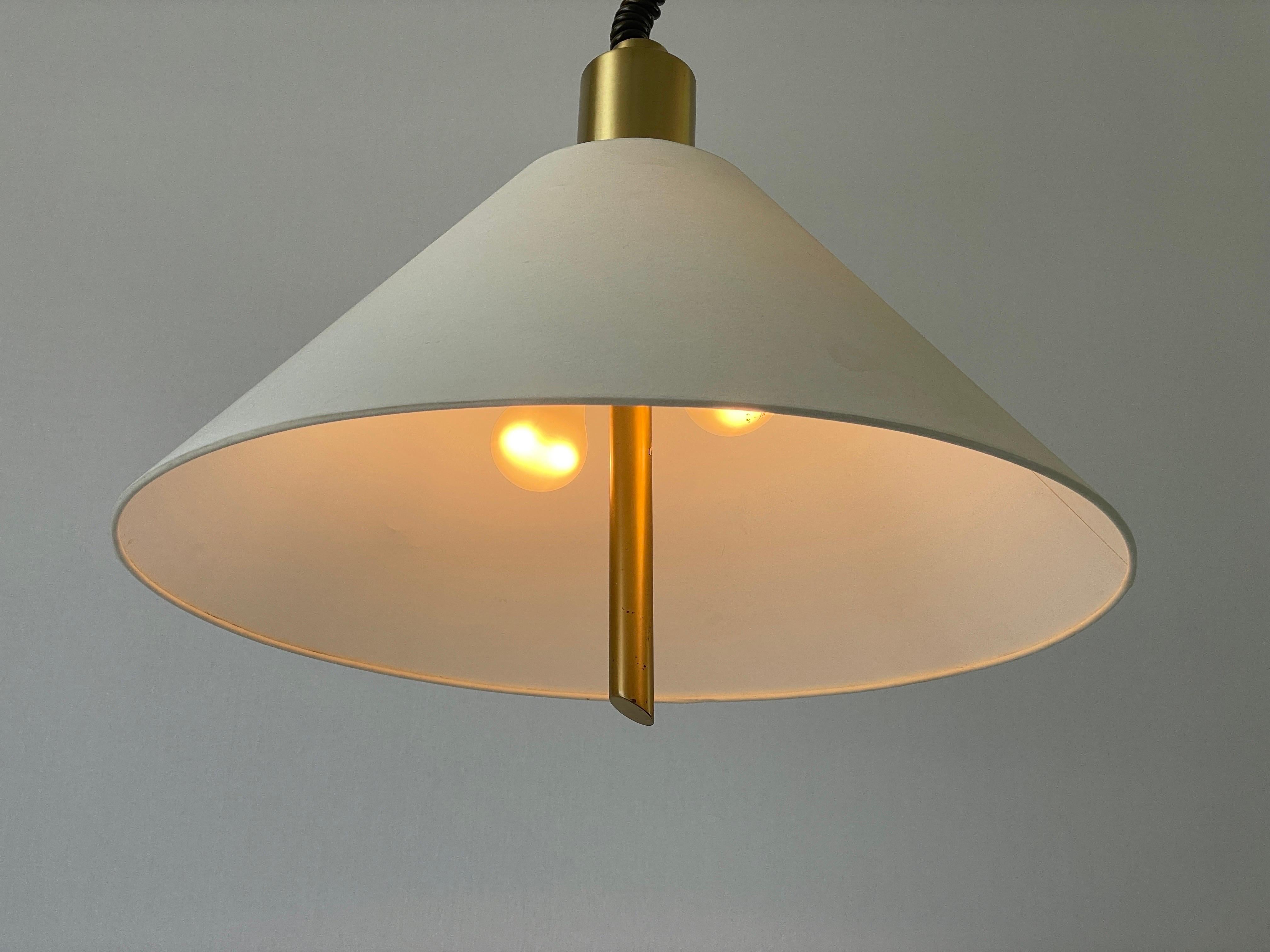 Lampada a sospensione in tessuto e ottone di WKR, anni '70, Germania in vendita 7