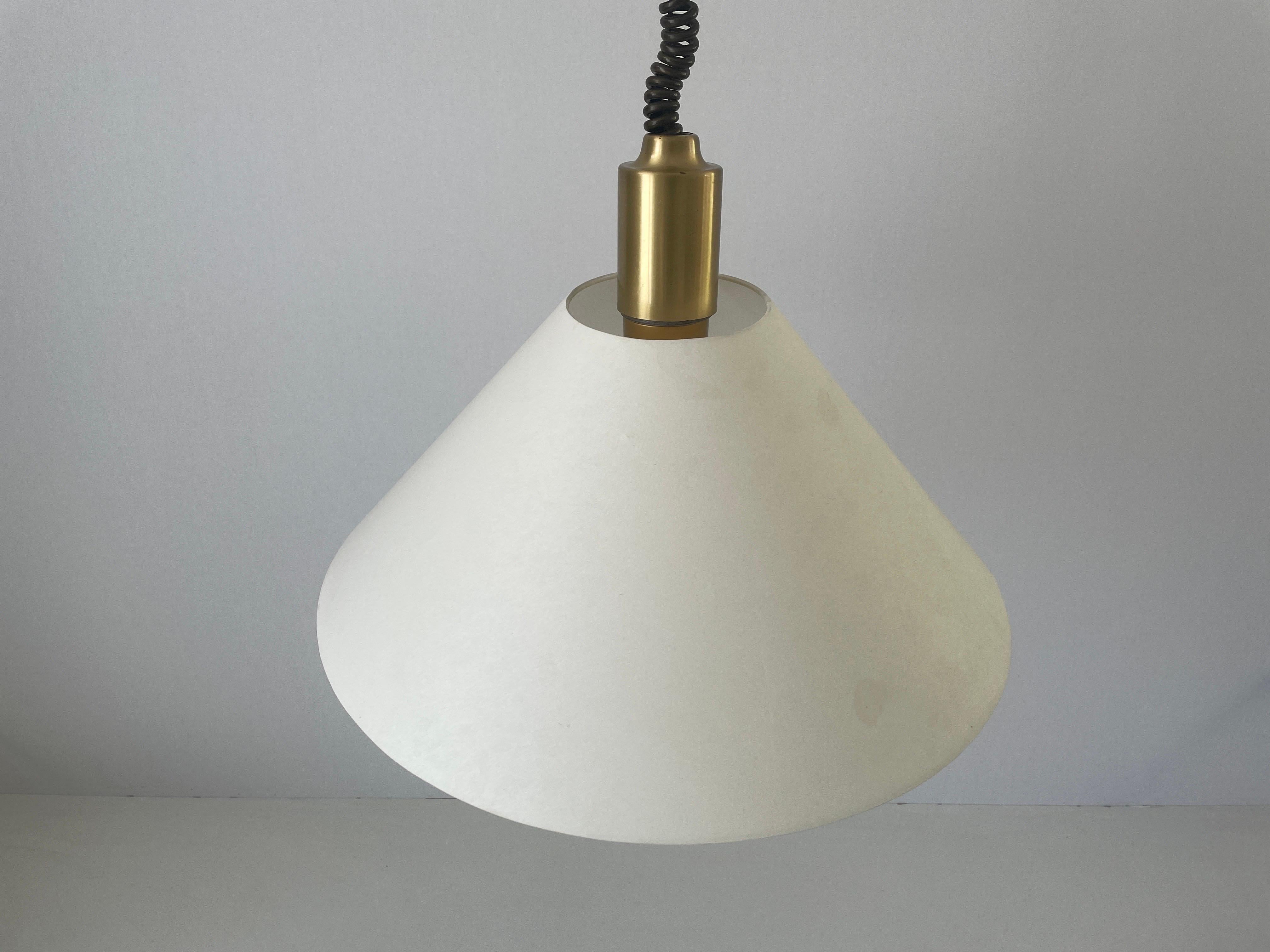 Tedesco Lampada a sospensione in tessuto e ottone di WKR, anni '70, Germania in vendita