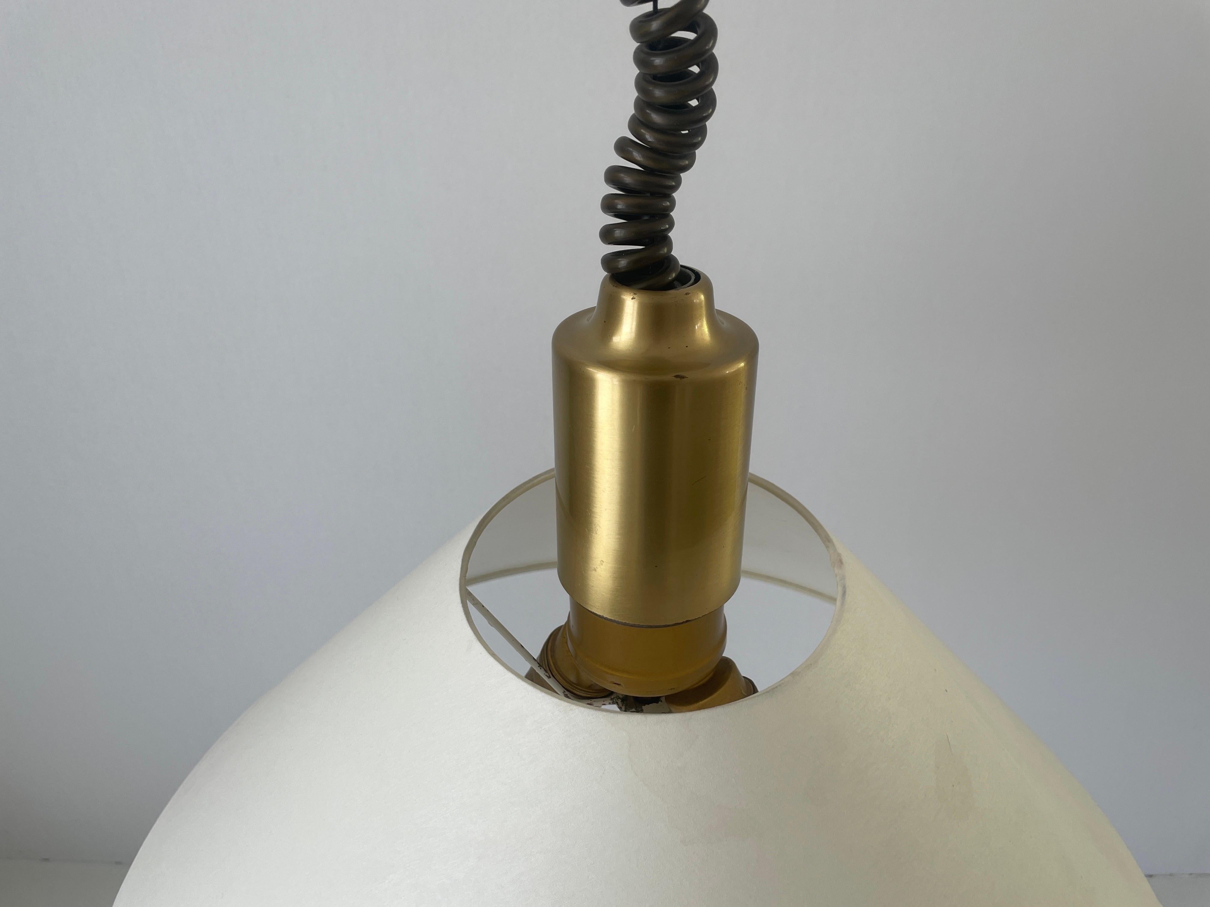 Lampada a sospensione in tessuto e ottone di WKR, anni '70, Germania in vendita 1
