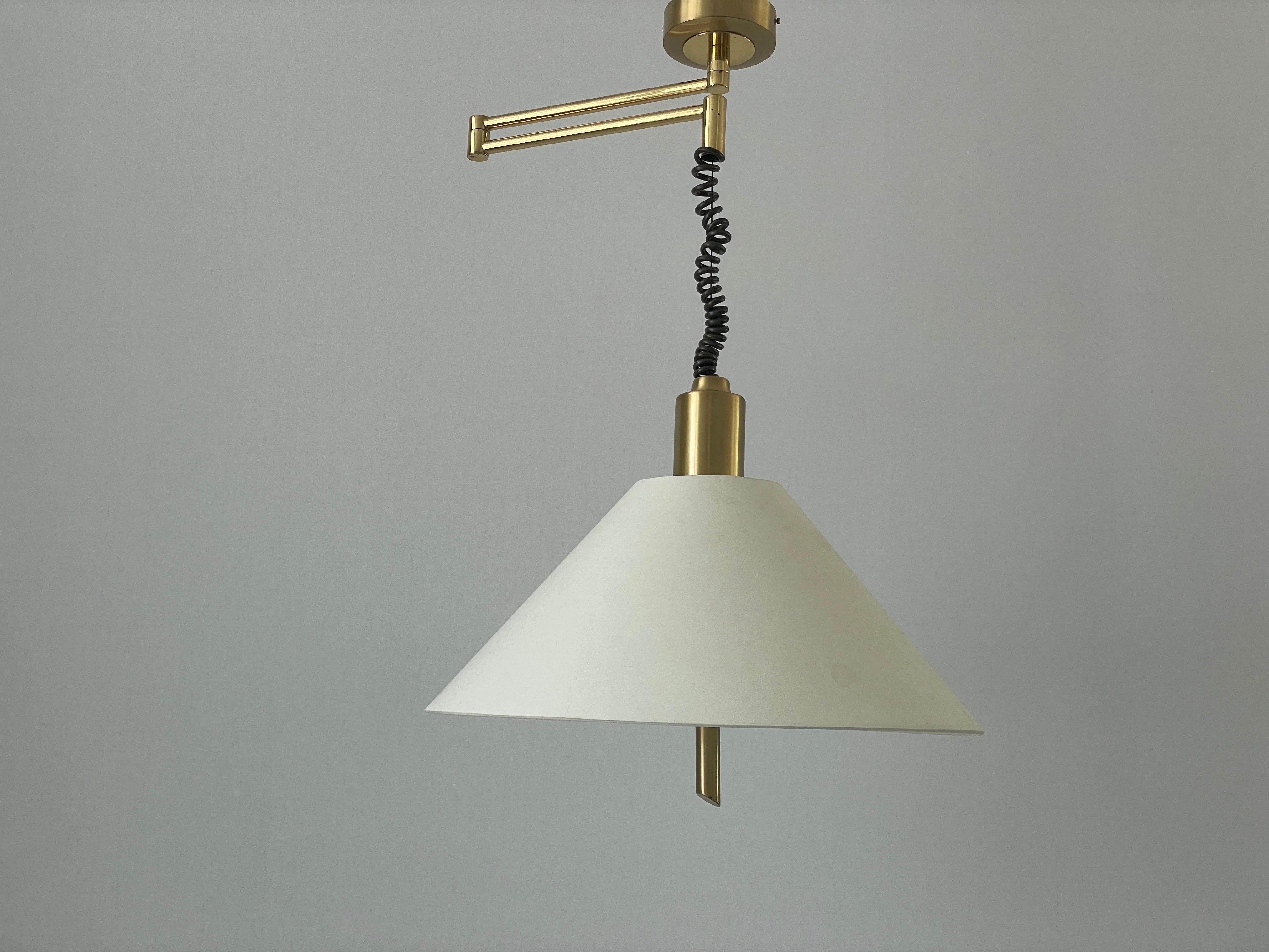 Lampada a sospensione in tessuto e ottone di WKR, anni '70, Germania in vendita 2