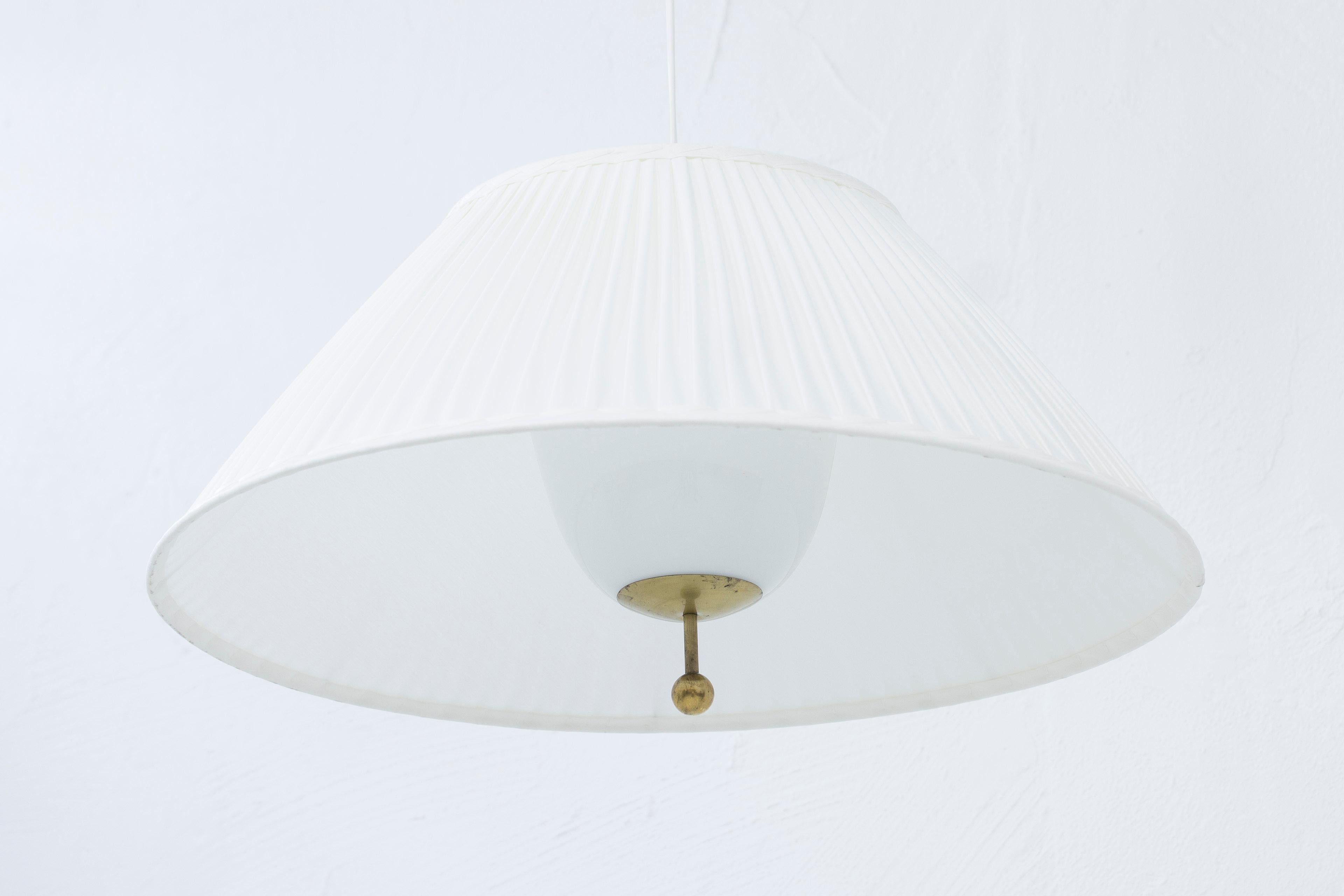Scandinavian Modern Fabric and Glass Ceiling Lamp by Harald Notini, Sweden, Böhlmarks