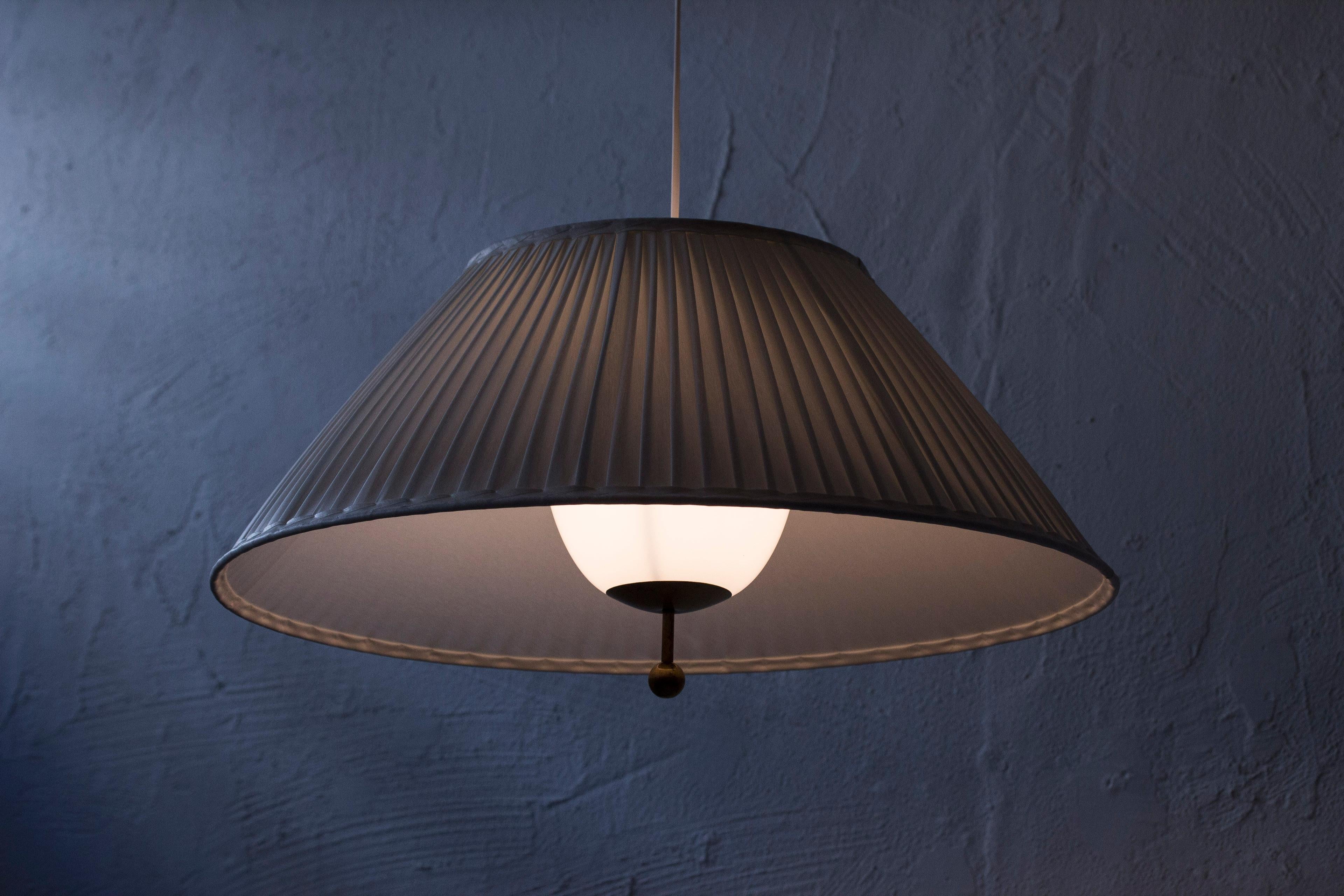 Swedish Fabric and Glass Ceiling Lamp by Harald Notini, Sweden, Böhlmarks