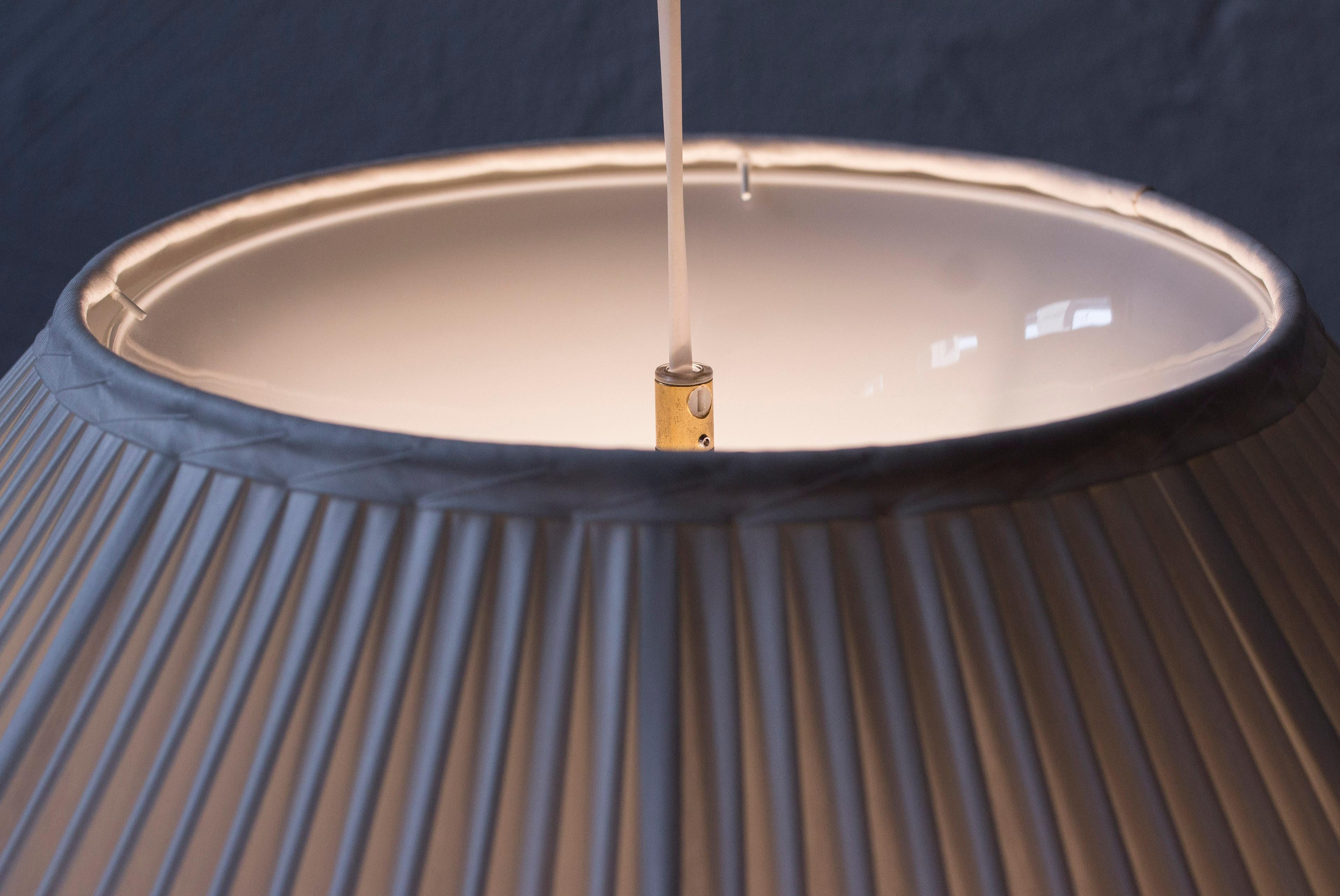 Mid-20th Century Fabric and Glass Ceiling Lamp by Harald Notini, Sweden, Böhlmarks