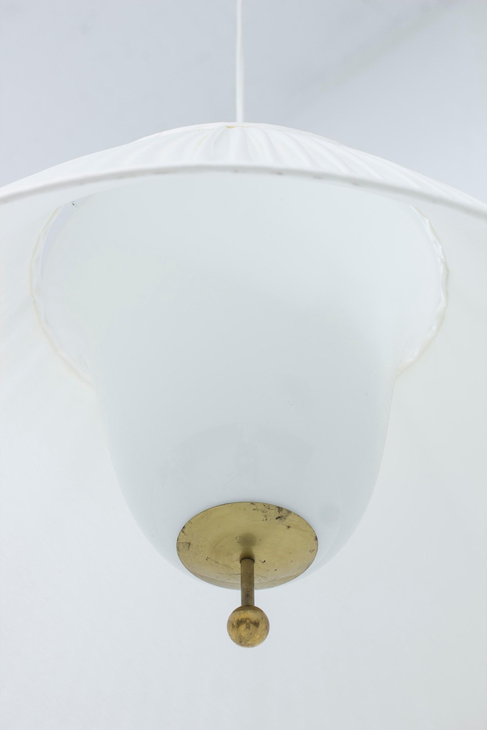 Fabric and Glass Ceiling Lamp by Harald Notini, Sweden, Böhlmarks 2