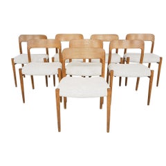 Fabric and Oak No75 Dining Chairs by Niels Otto Møller for Møller, Denmark 1960s