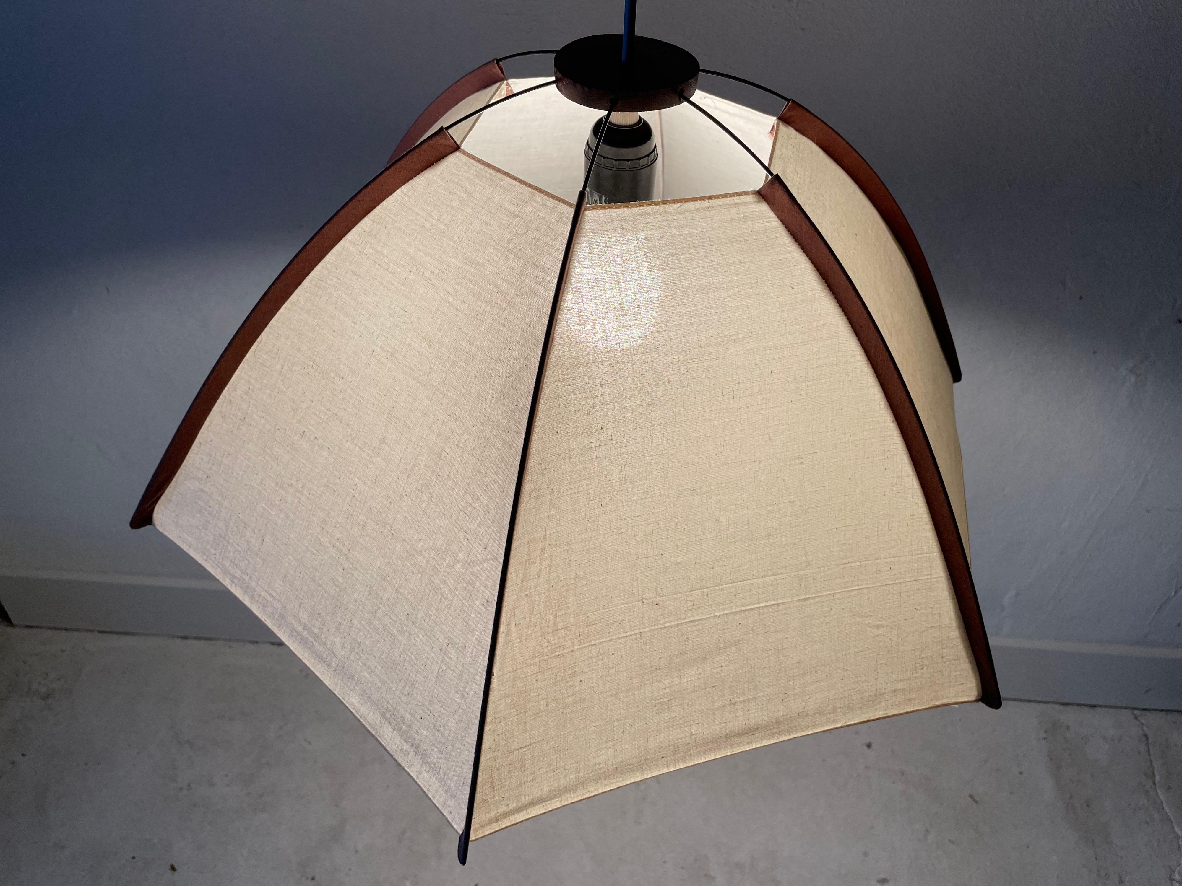 Fabric and Wood Large Pendant Lamp by Domus, 1980s, Italy For Sale 4