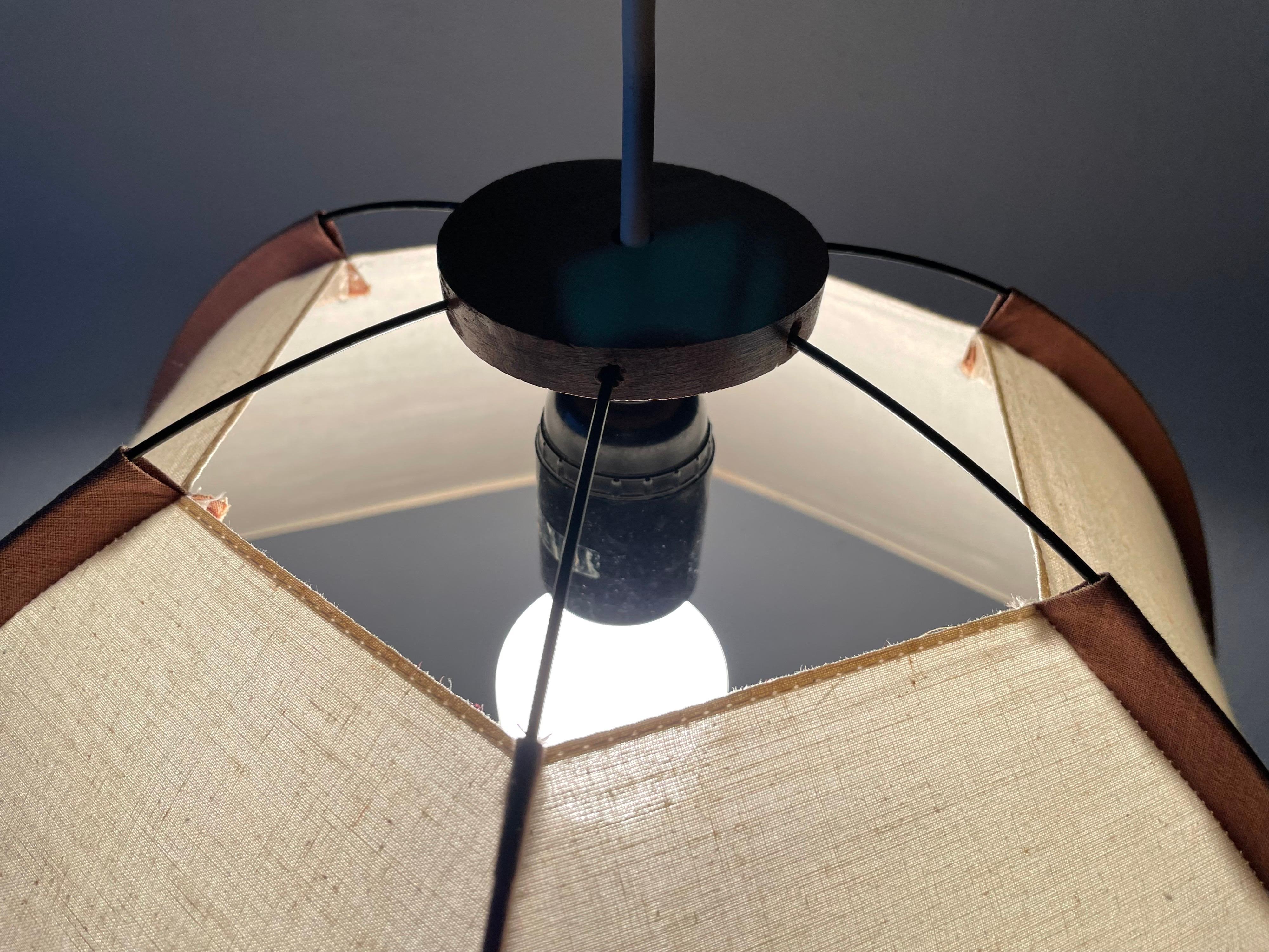 Fabric and Wood Large Pendant Lamp by Domus, 1980s, Italy For Sale 6