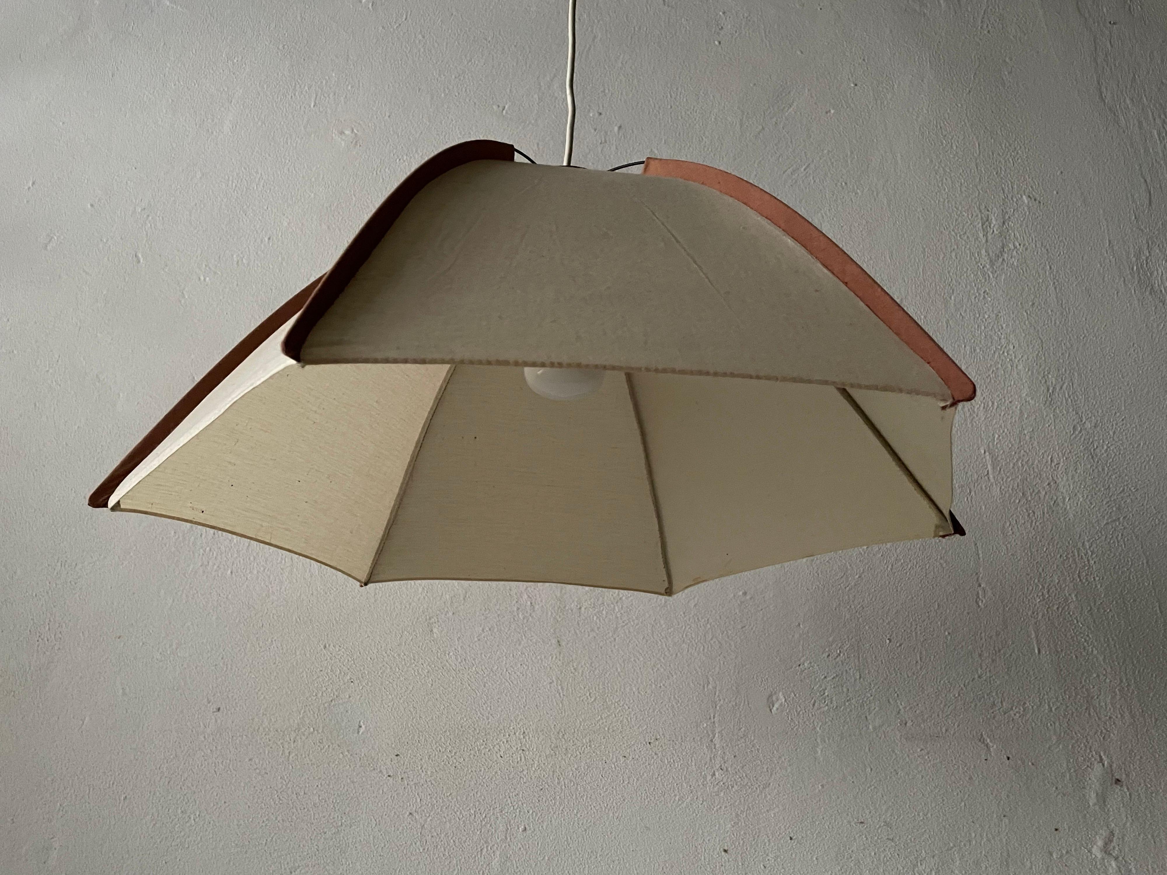 Fabric and Wood Large Pendant Lamp by Domus, 1980s, Italy For Sale 2