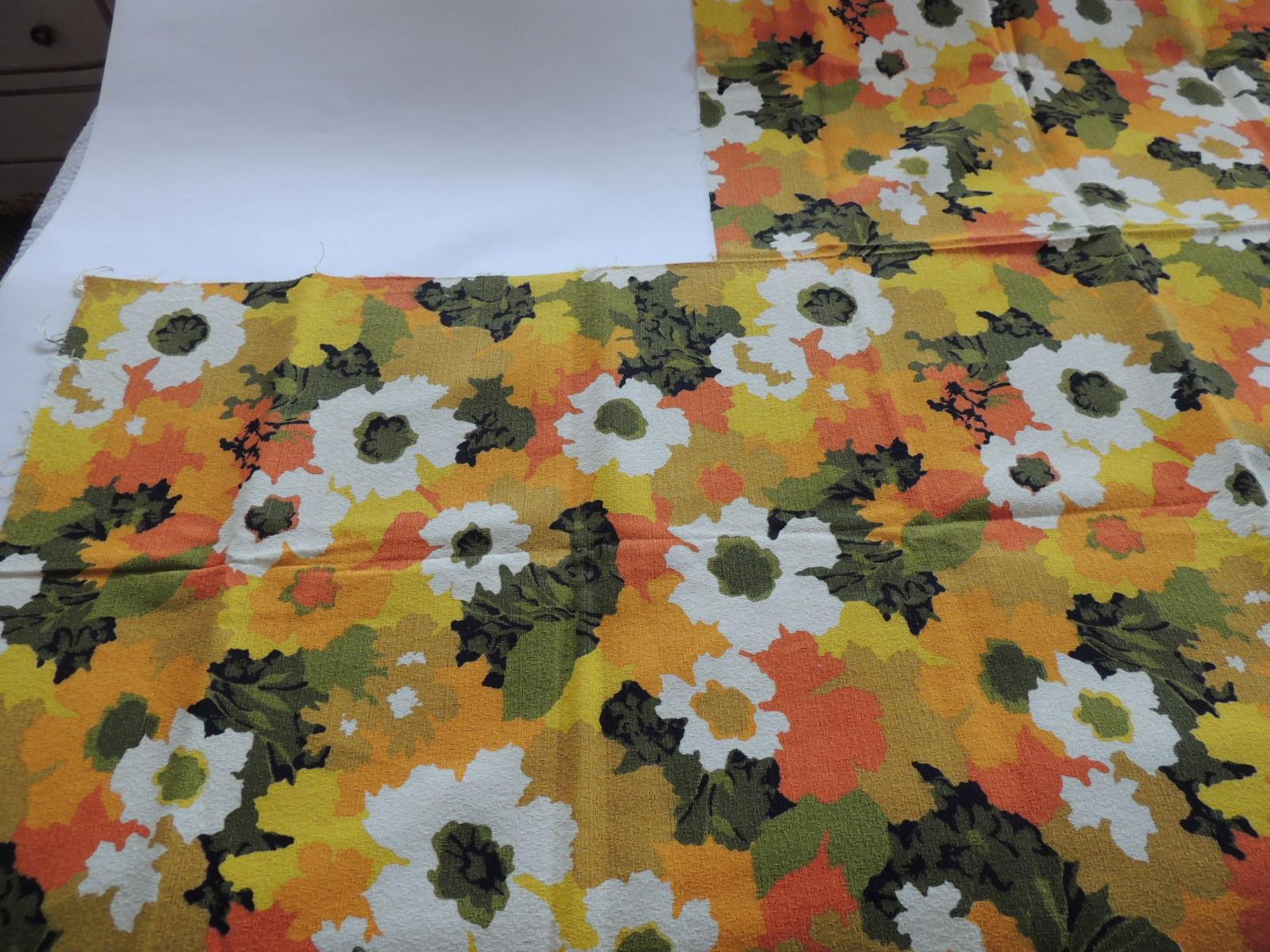 Mid-Century Modern Fabric by the Yard: Pop Art Style Colorful Floral Cotton Fabric