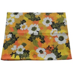Retro Fabric by the Yard: Pop Art Style Colorful Floral Cotton Fabric