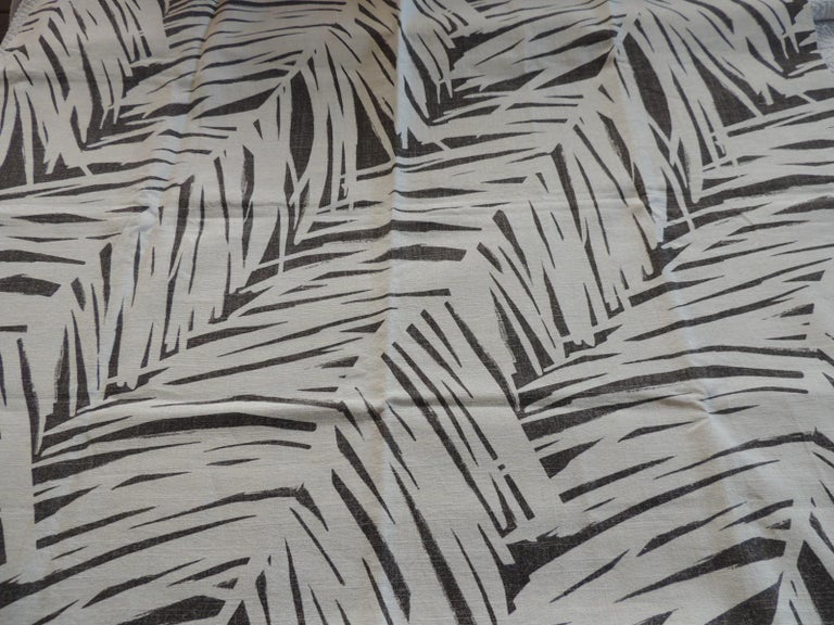 Fabric by the Yard: Printed Linen Palms in Brown and Natural For Sale ...