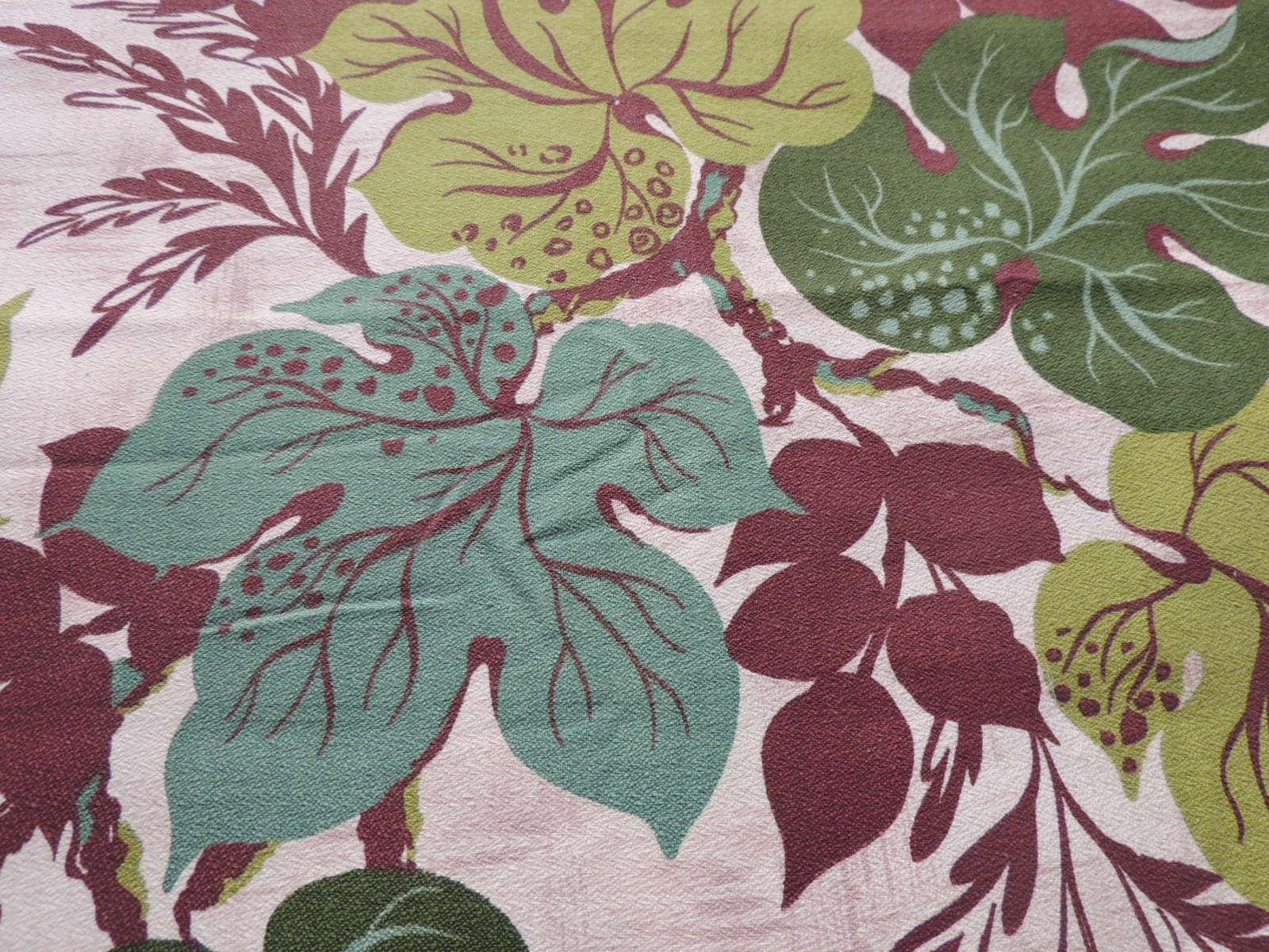 Fabric by the Yard: Tropical Vines in Green and Brown For Sale at ...