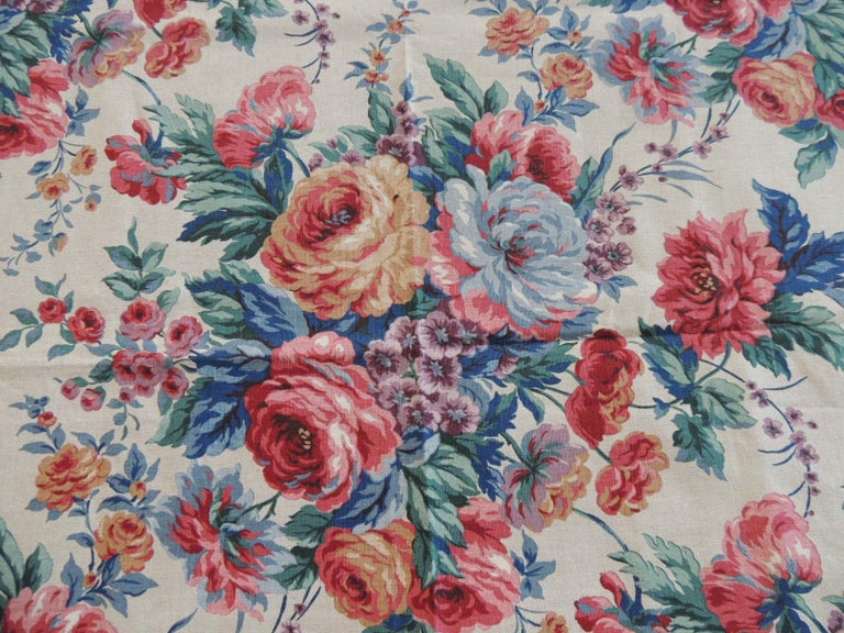Fabric by The Yard Vintage Red and Blue Cabbage Roses Floral Textile at  1stDibs | cabbage rose upholstery fabric, vintage cabbage rose fabric, cabbage  rose fabric by the yard