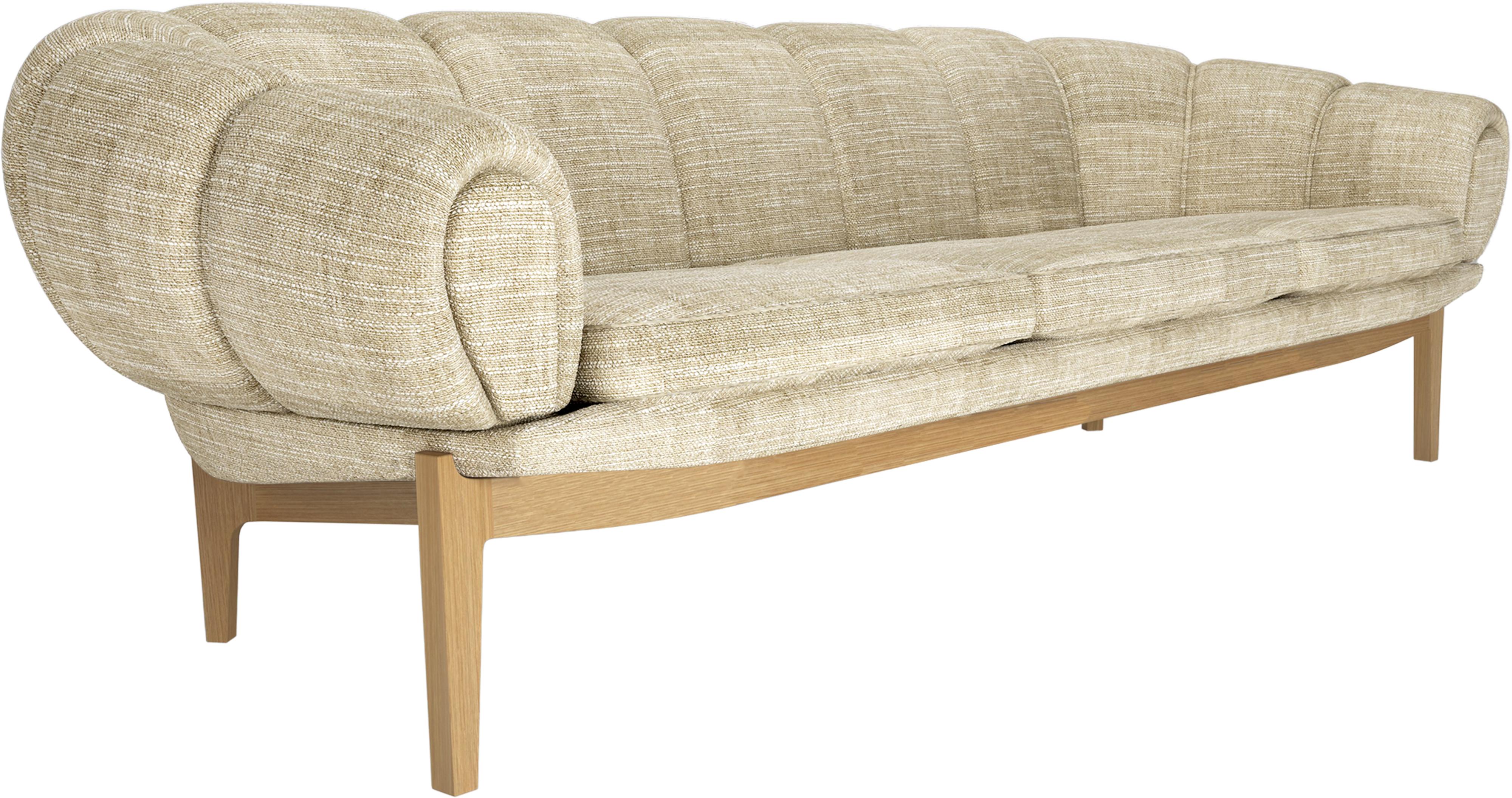 Fabric 'Croissant' Sofa by Illum Wikkelsø for GUBI with Walnut Legs For Sale 6