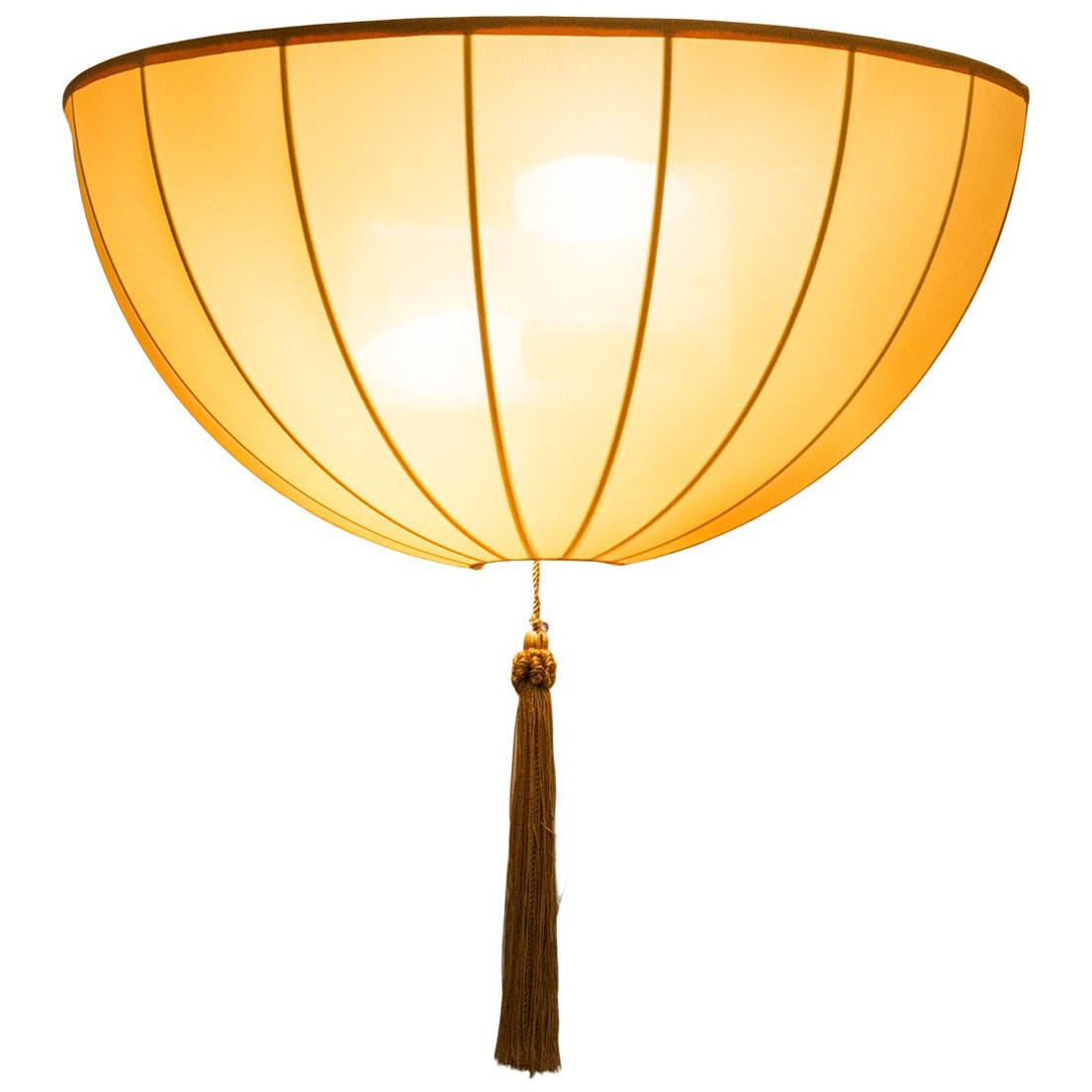 Elegant wall lamp suitable to the fabric department pendants of the Wiener Werkstaette
Material
Metal frame work covered with silk
Most components according to the UL regulations, with an additional charge we will UL-list and label our fixtures.