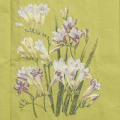 Stoffreste Lampas mit Freesienblüten und eine Idee