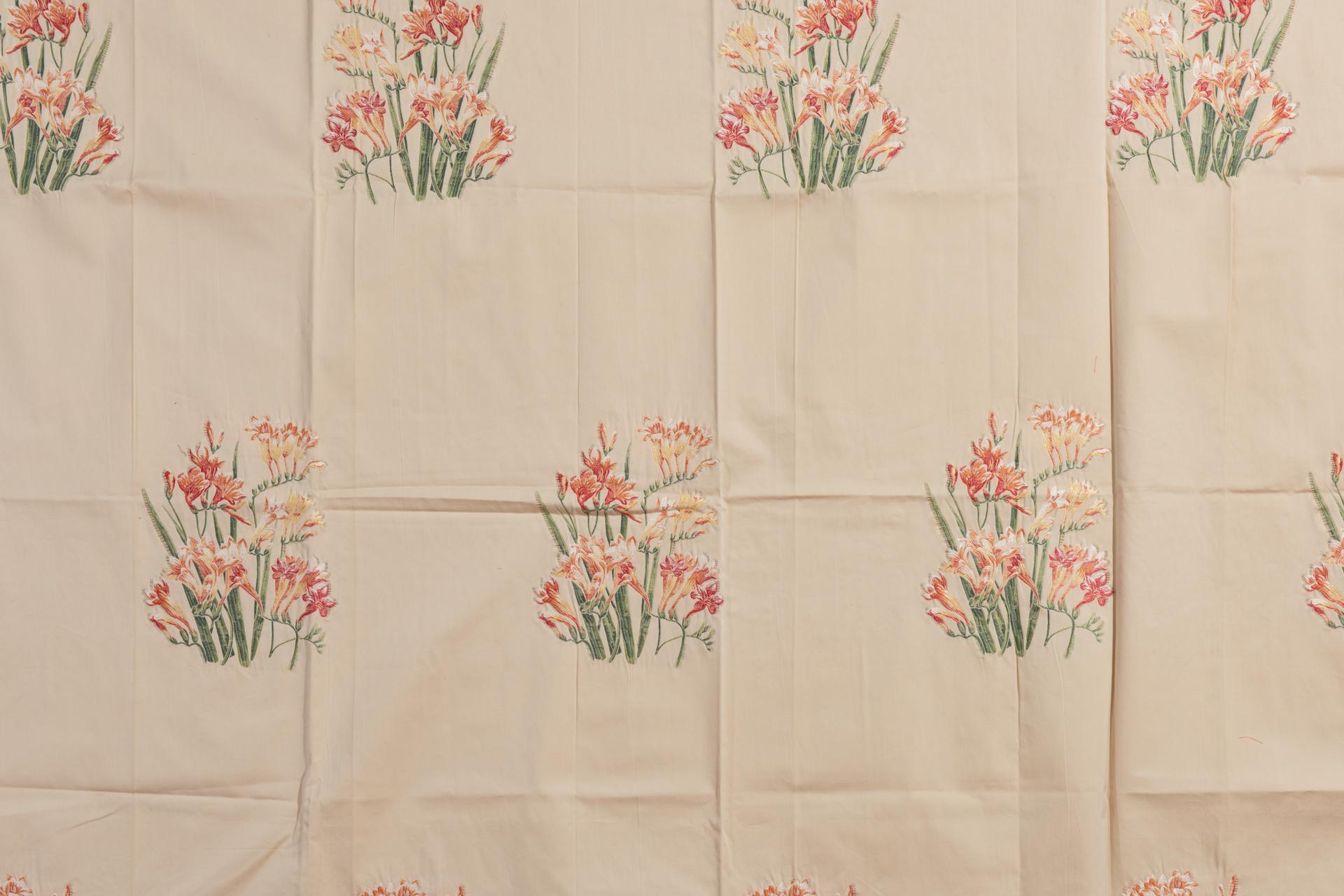 Fabric Lampas with Pink Freesia with An Idea For Sale 2